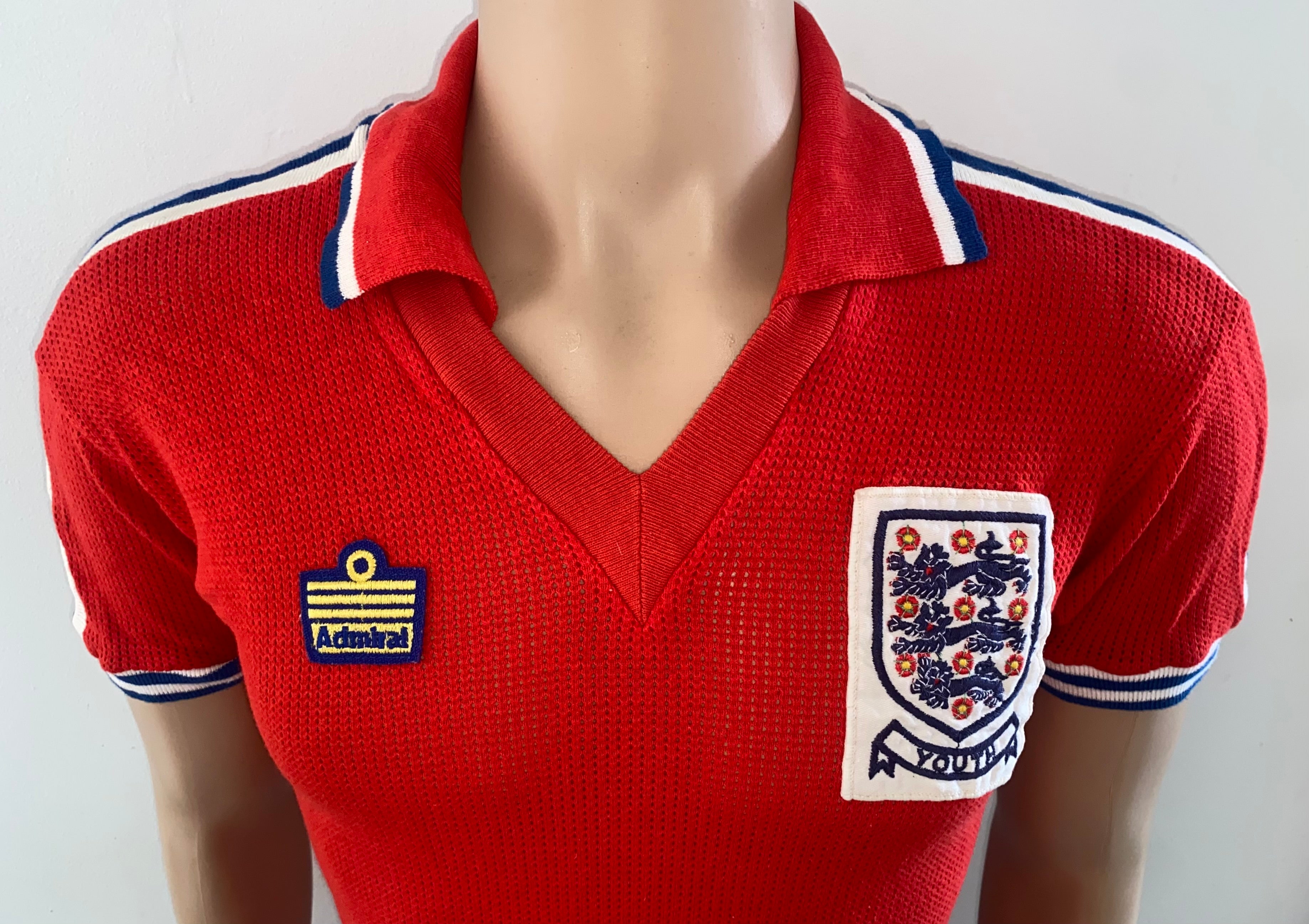 1978/79 ENGLAND MATCH WORN U18 AERTEX ADMIRAL AWAY SHIRT #12