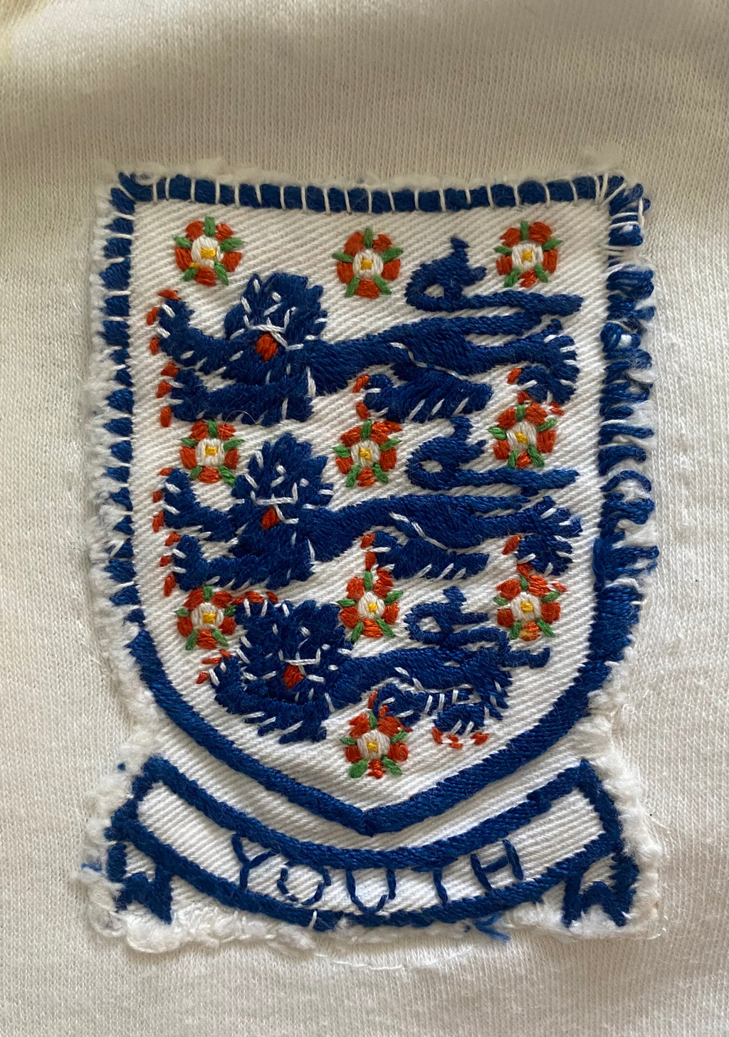 1976 ENGLAND YOUTH MATCH WORN HOME SHIRT COWANS #12