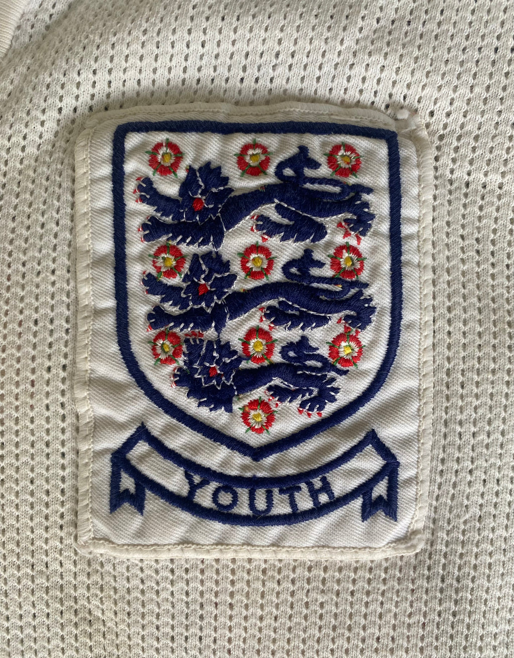 1978/79 ENGLAND MATCH WORN U18 AERTEX ADMIRAL HOME SHIRT #12