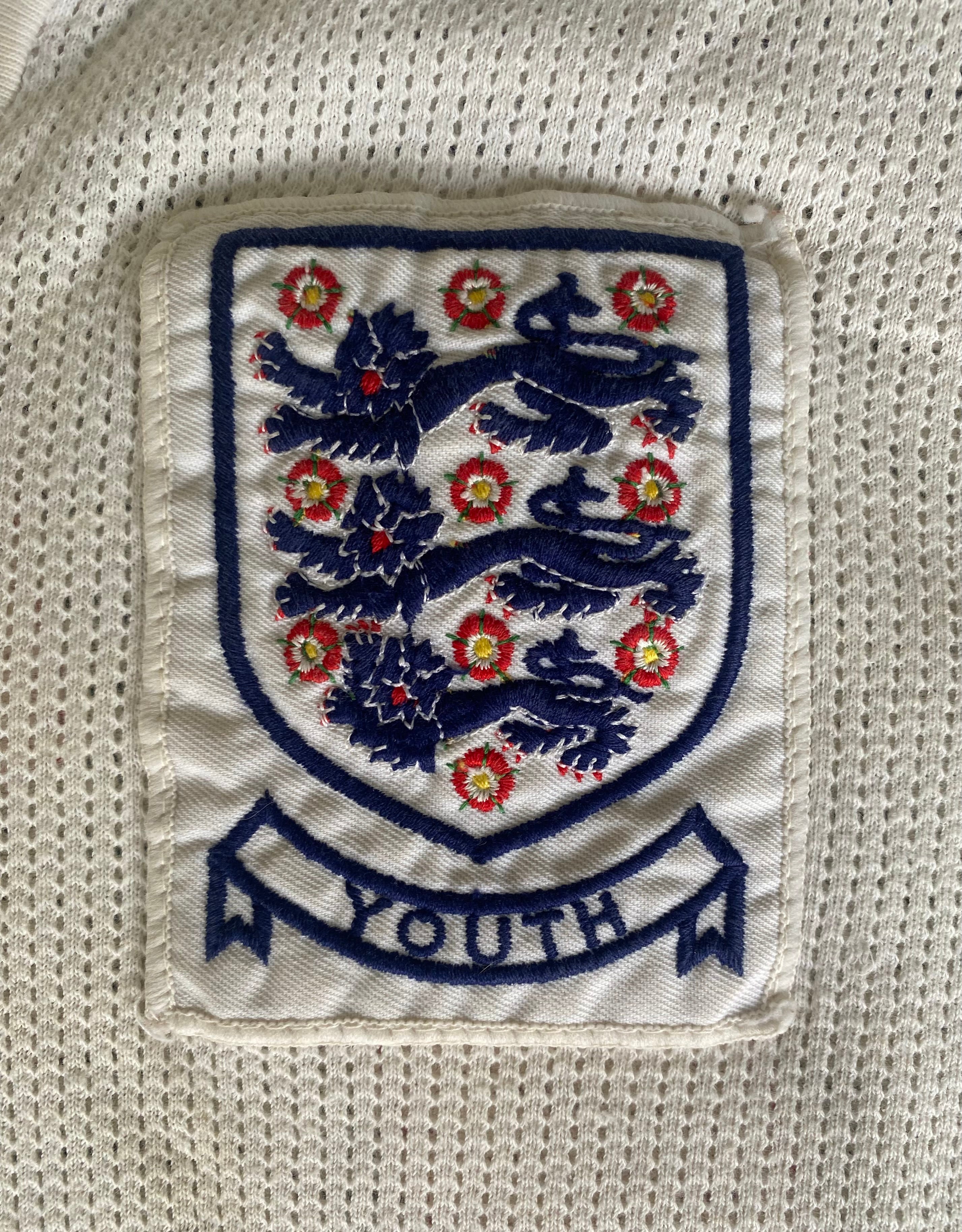 1978/79 ENGLAND MATCH WORN U18 AERTEX ADMIRAL HOME SHIRT #12