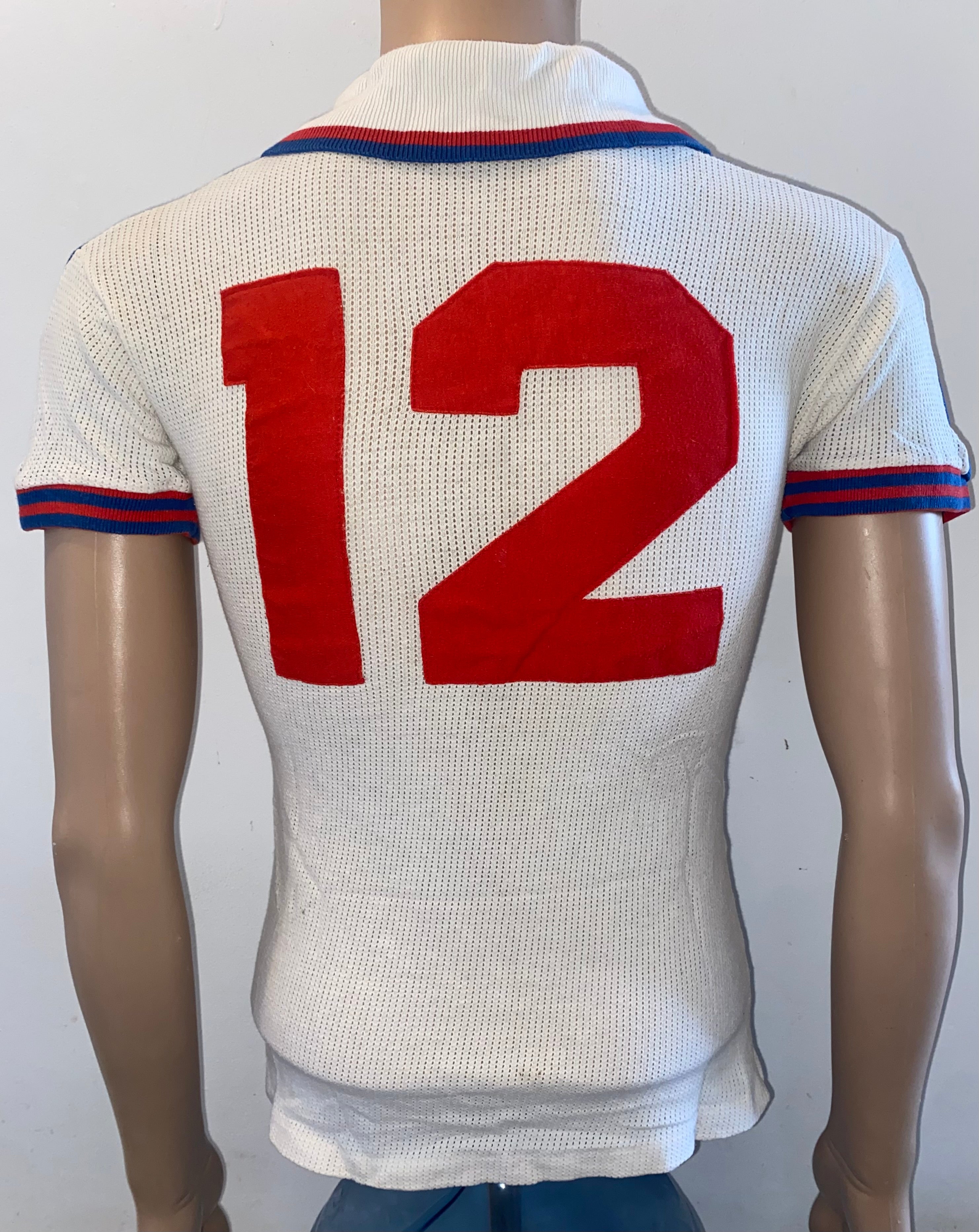 1978/79 ENGLAND MATCH WORN U18 AERTEX ADMIRAL HOME SHIRT #12