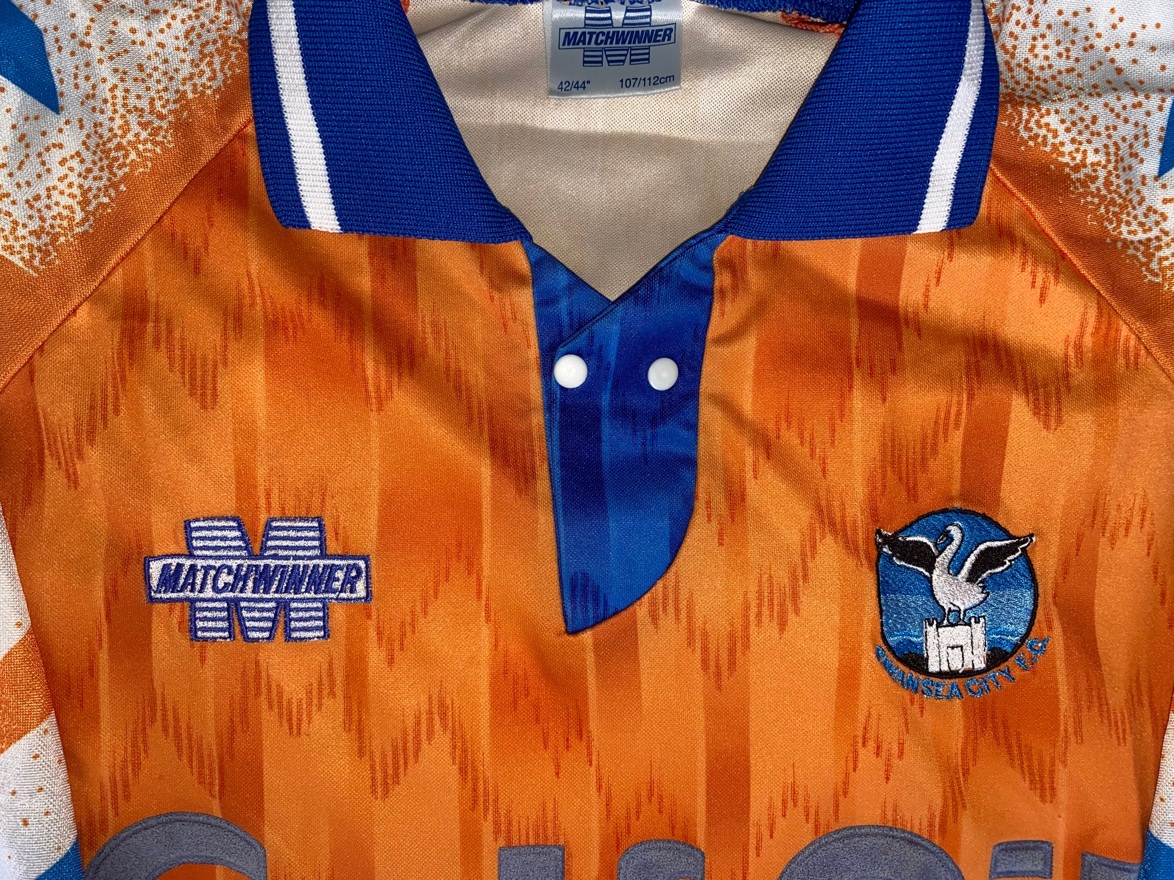 1994/95 SWANSEA CITY MATCH WORN AWAY SHIRT #14