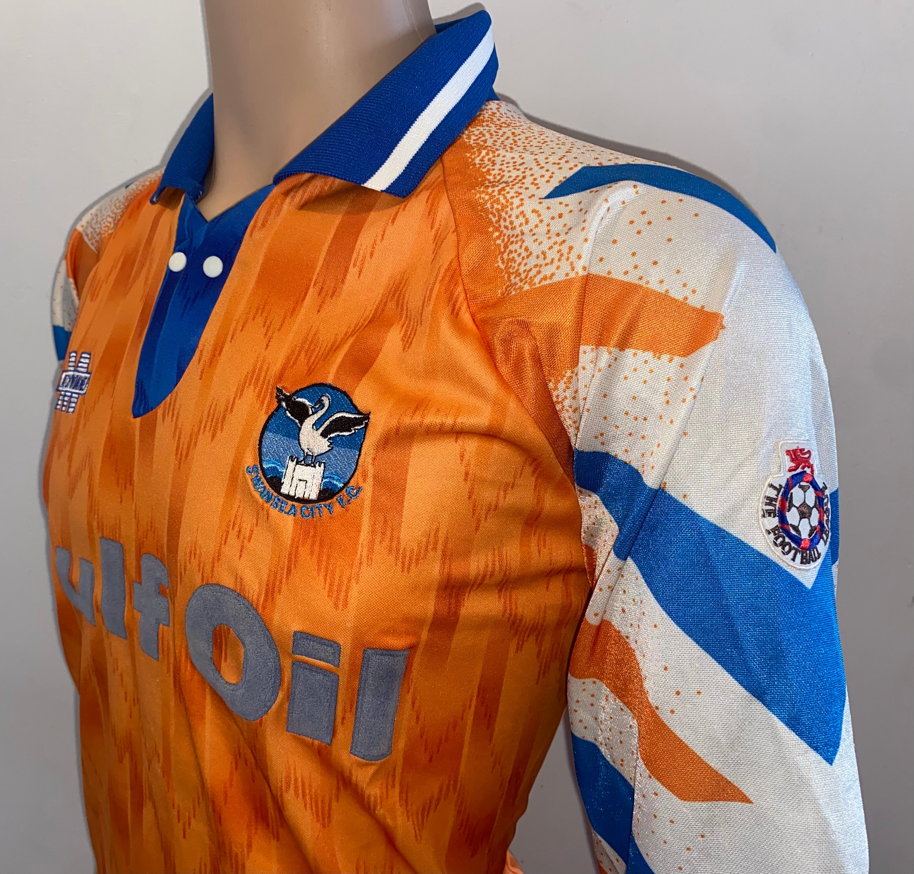 1994/95 SWANSEA CITY MATCH WORN AWAY SHIRT #14