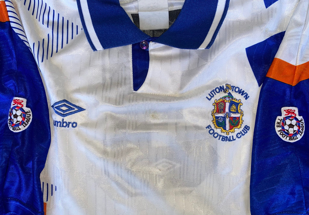 1991/92 LUTON TOWN MATCH WORN UMBRO HOME SHIRT #3