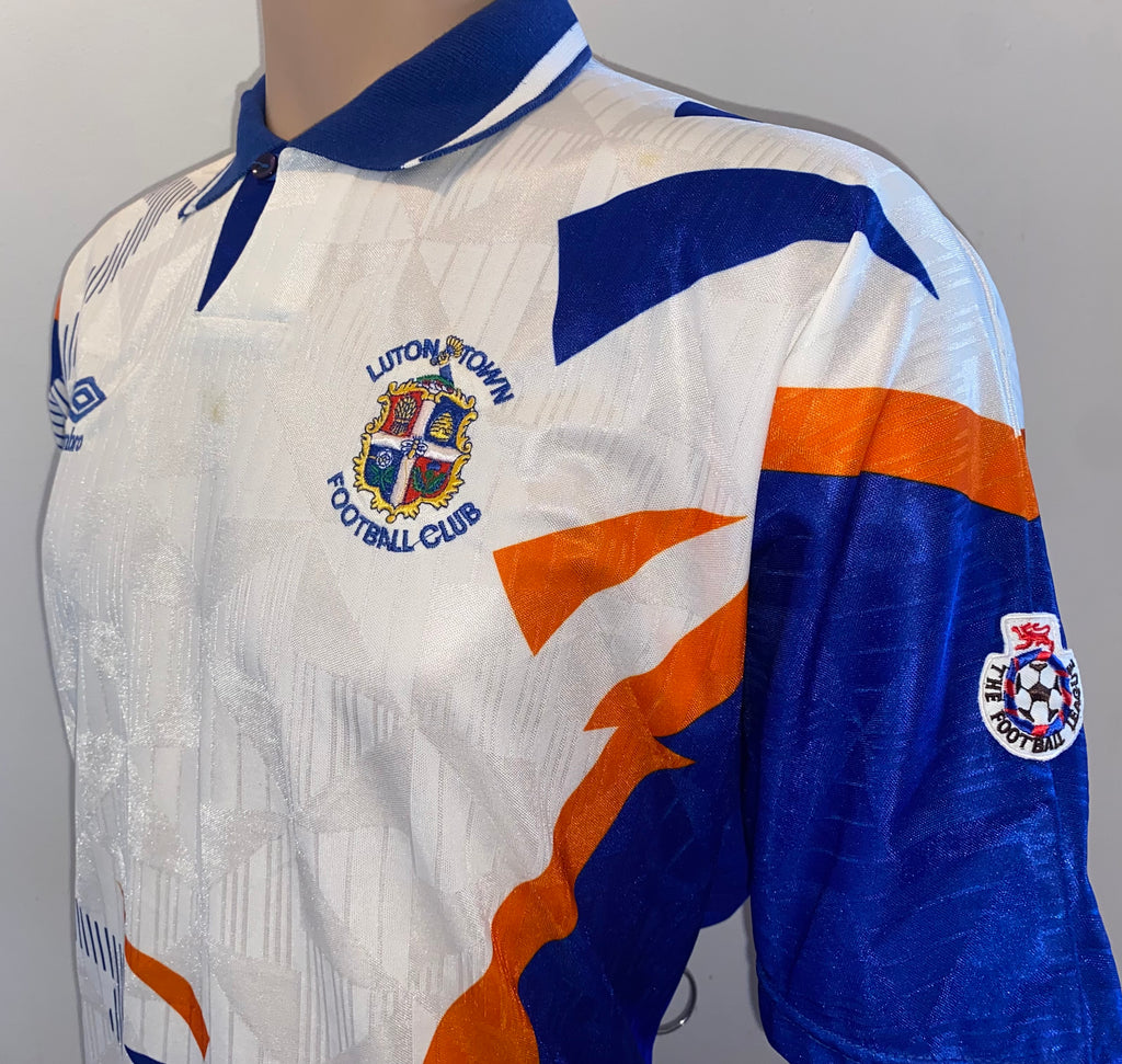 1991/92 LUTON TOWN MATCH WORN UMBRO HOME SHIRT #3