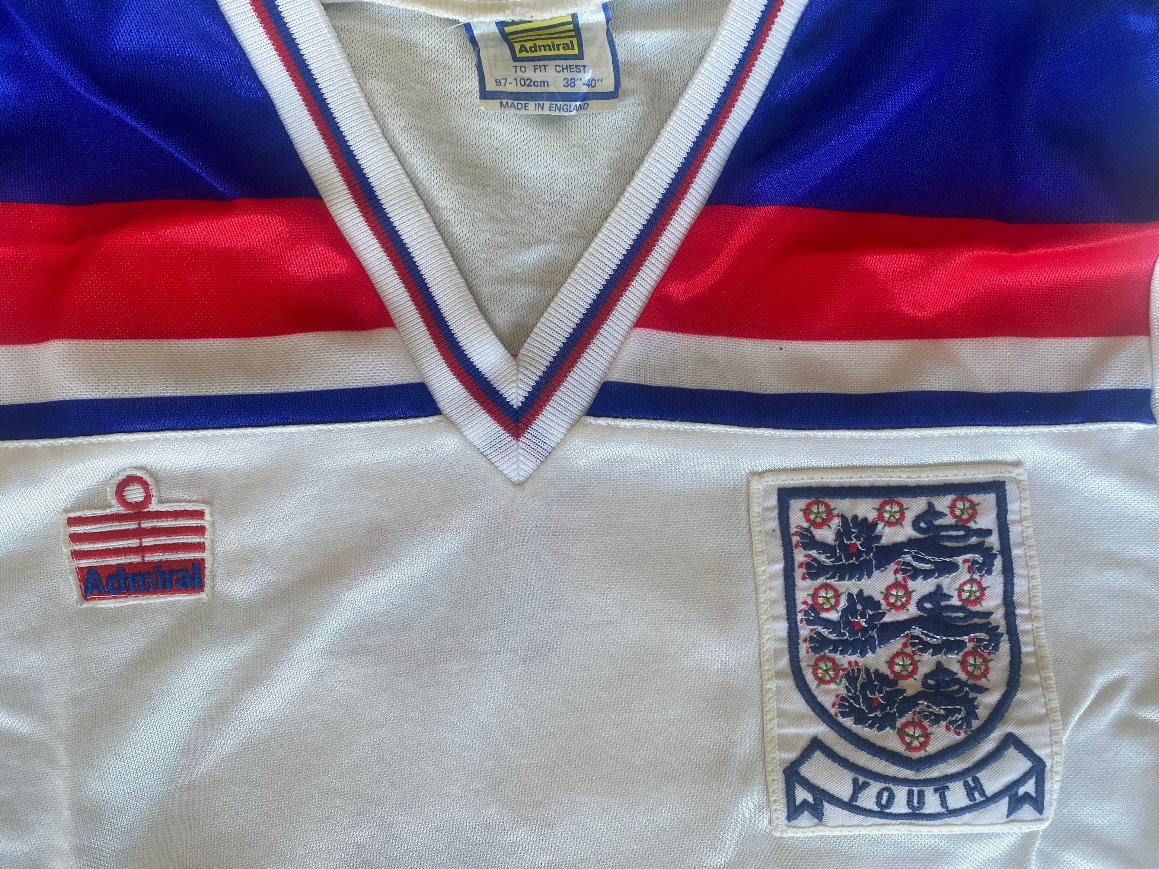 ENGLAND 1980-83 ADMIRAL MATCH WORN YOUTH SHIRT #6