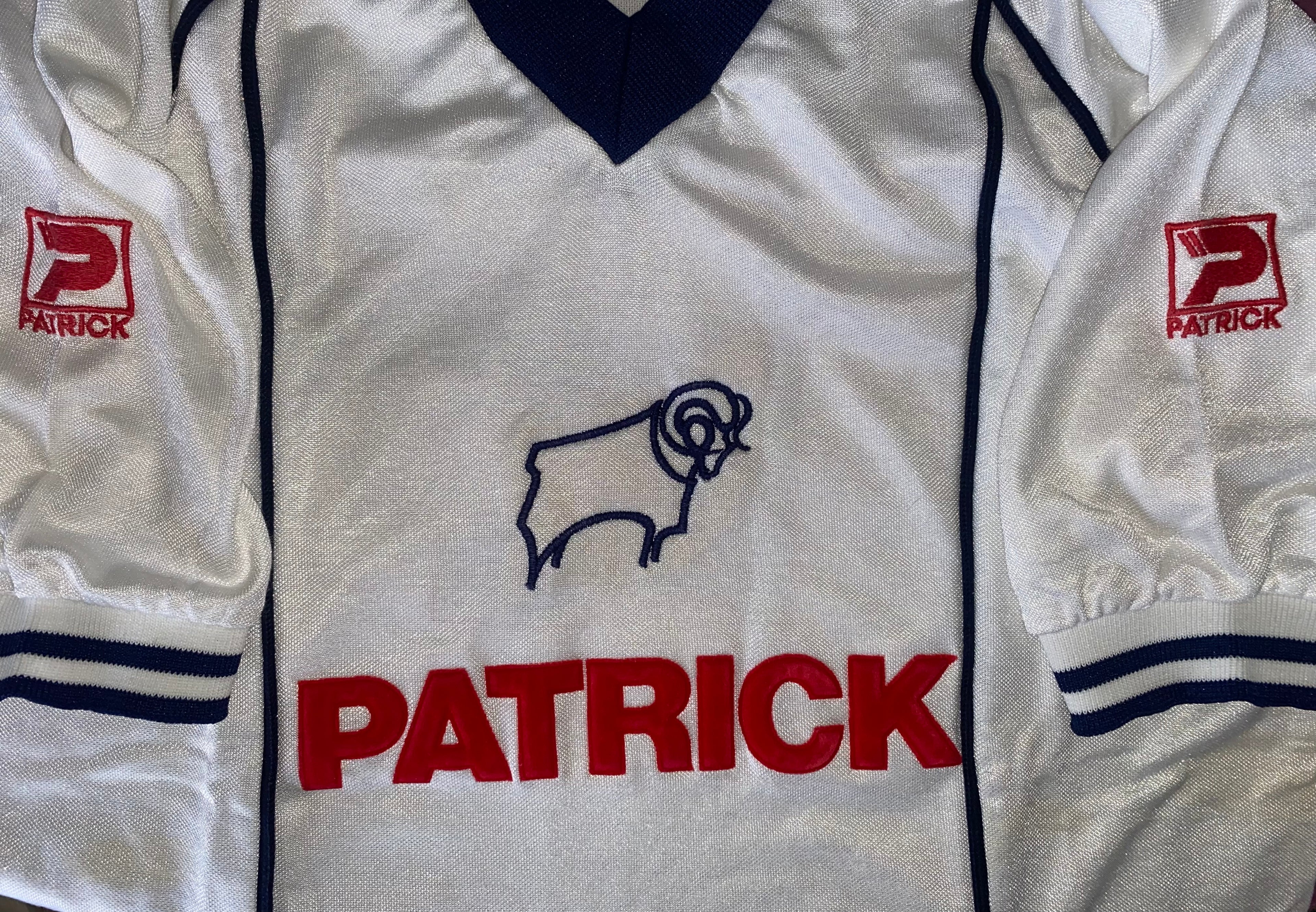 1983/84 DERBY COUNTY MATCH WORN PATRICK HOME SHIRT #15