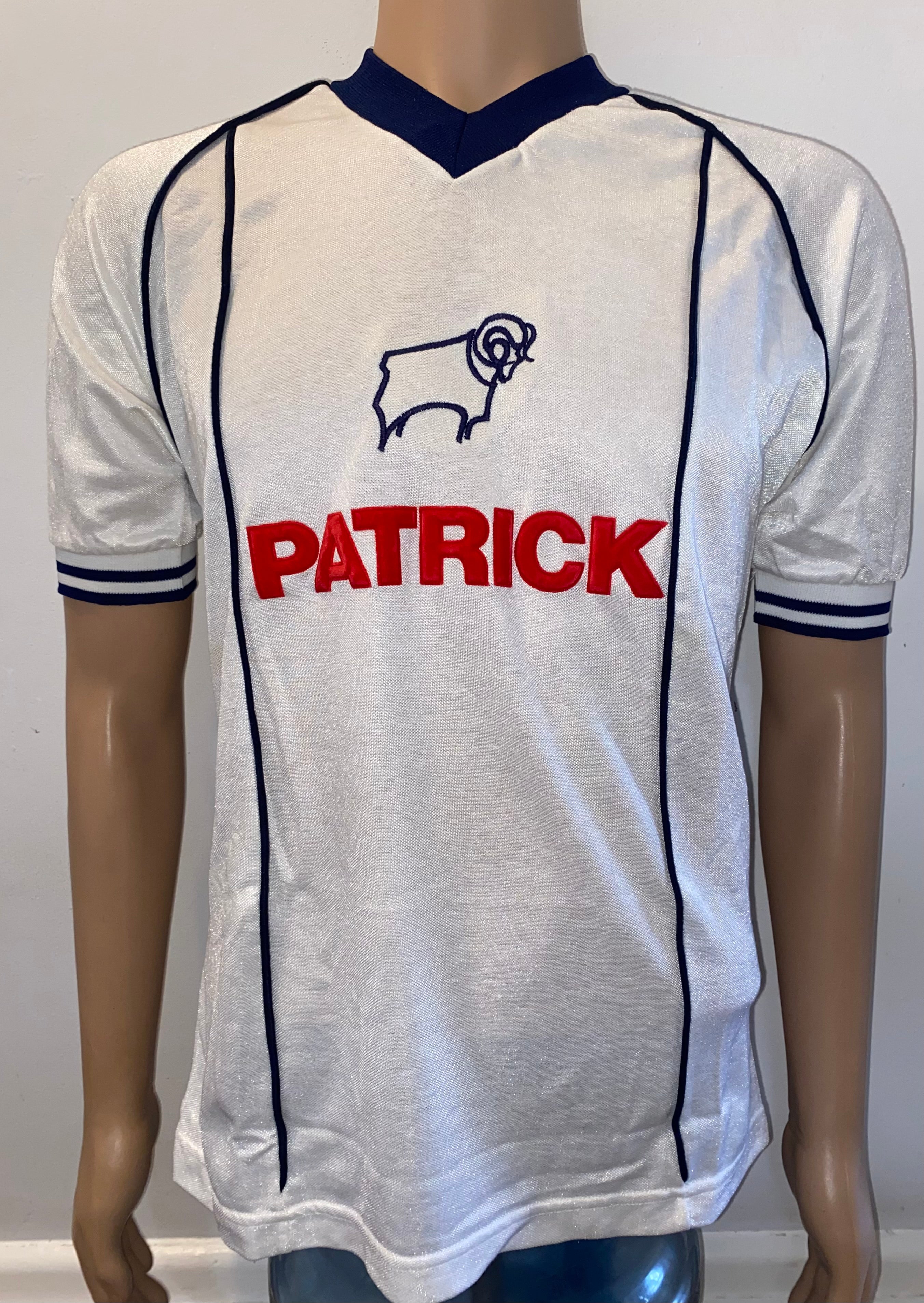 1983/84 DERBY COUNTY MATCH WORN PATRICK HOME SHIRT #15