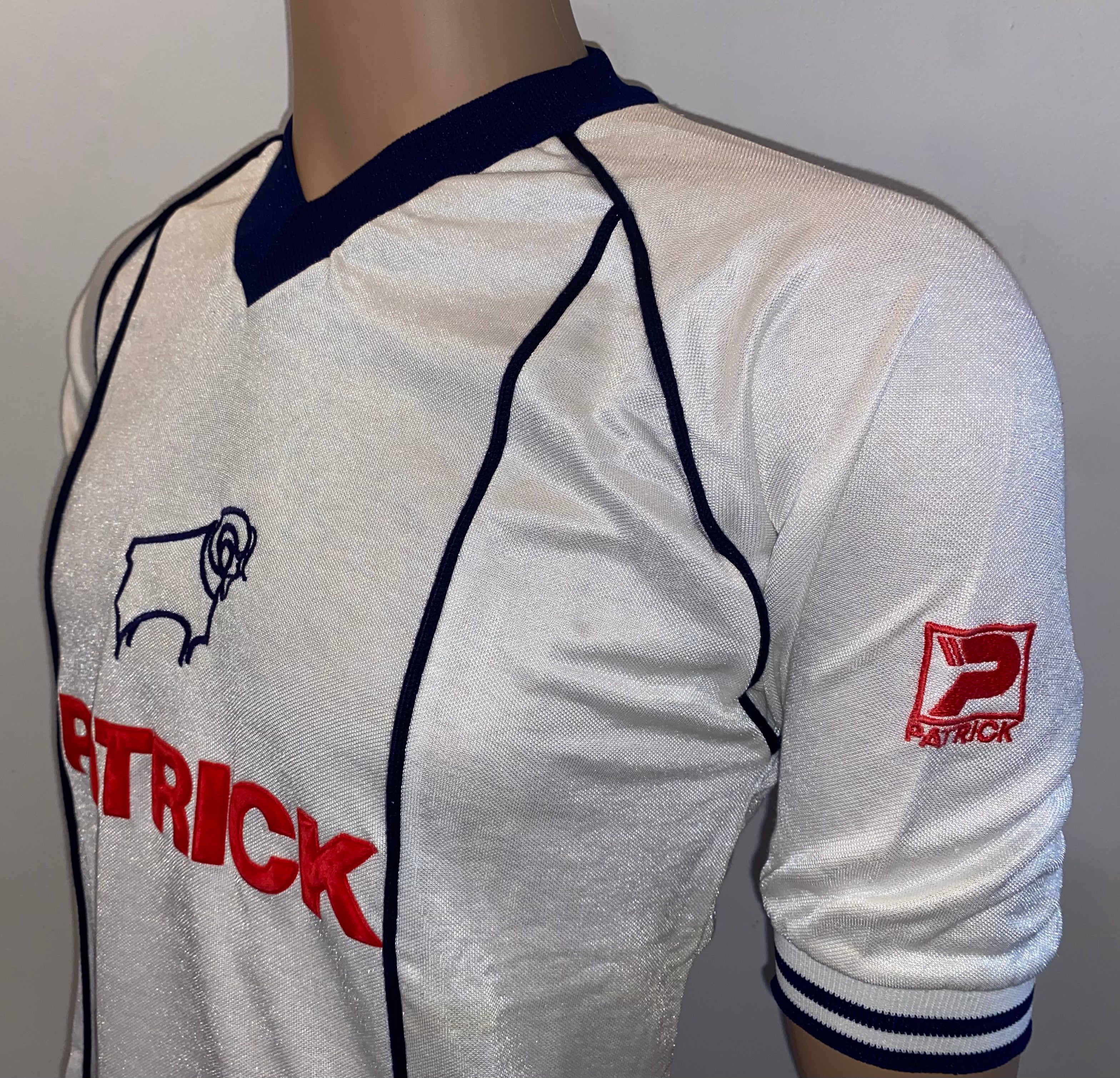 1983/84 DERBY COUNTY MATCH WORN PATRICK HOME SHIRT #15