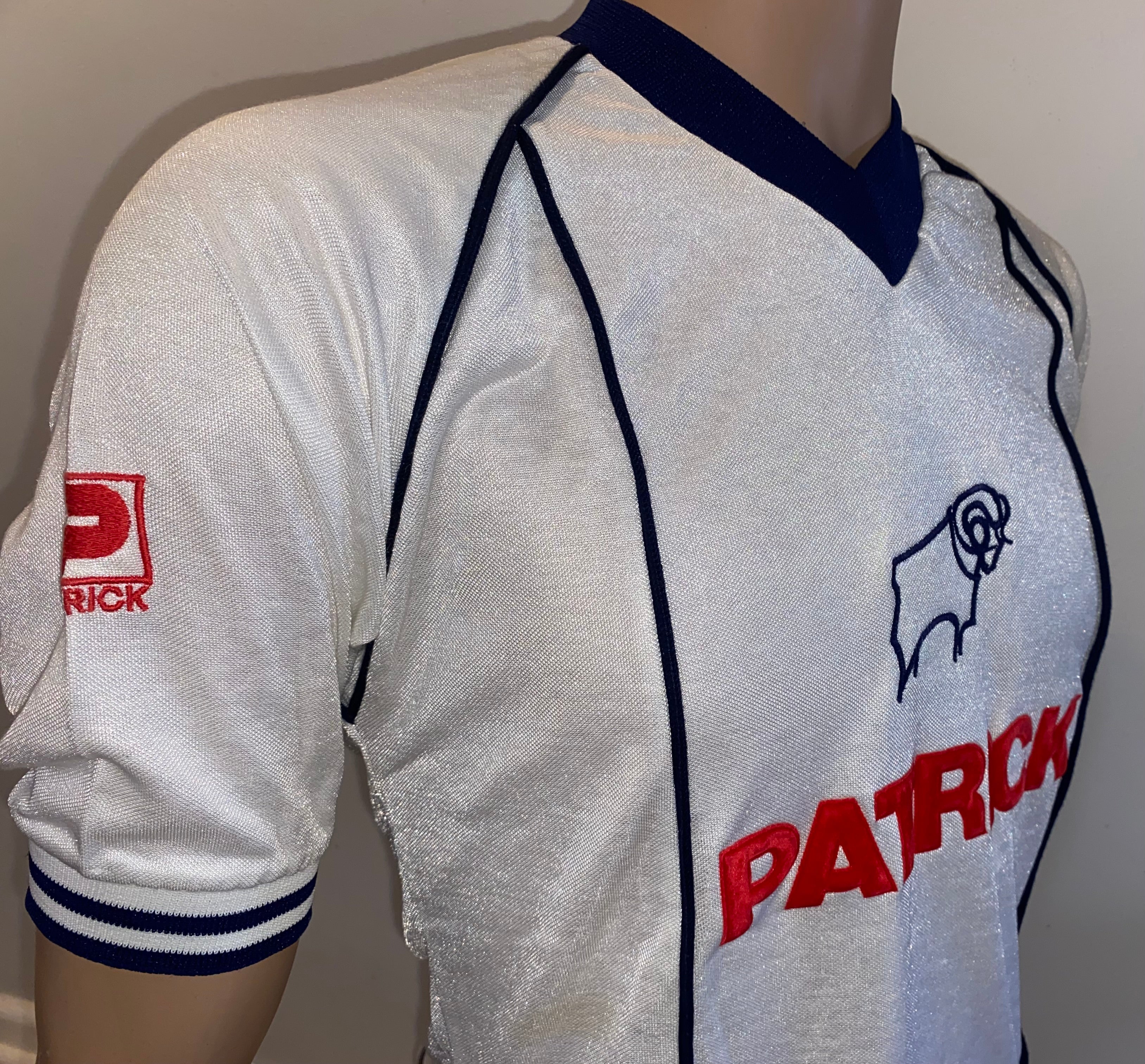 1983/84 DERBY COUNTY MATCH WORN PATRICK HOME SHIRT #15