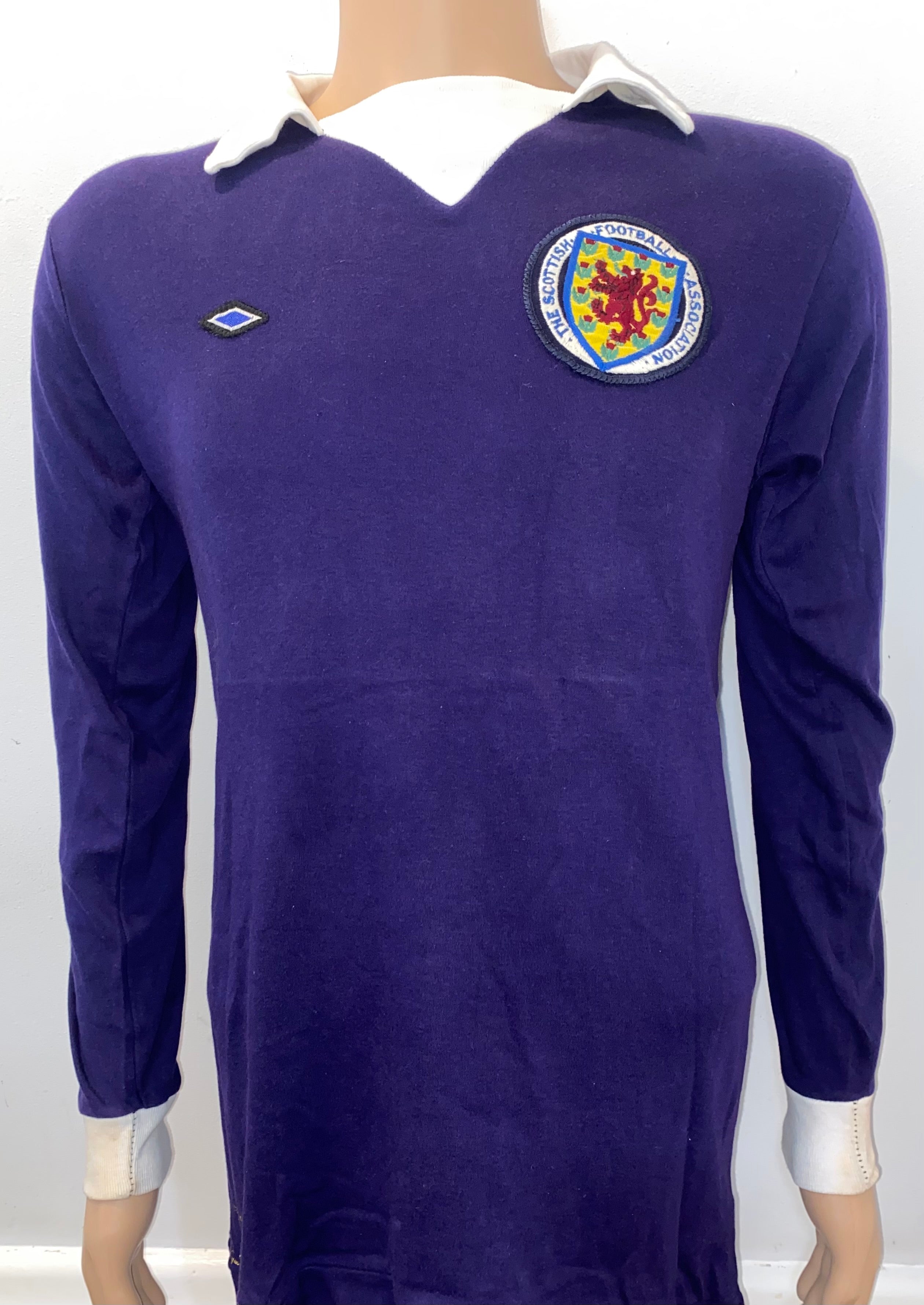 1975 SCOTLAND MATCH WORN UMBRO HOME SHIRT #15