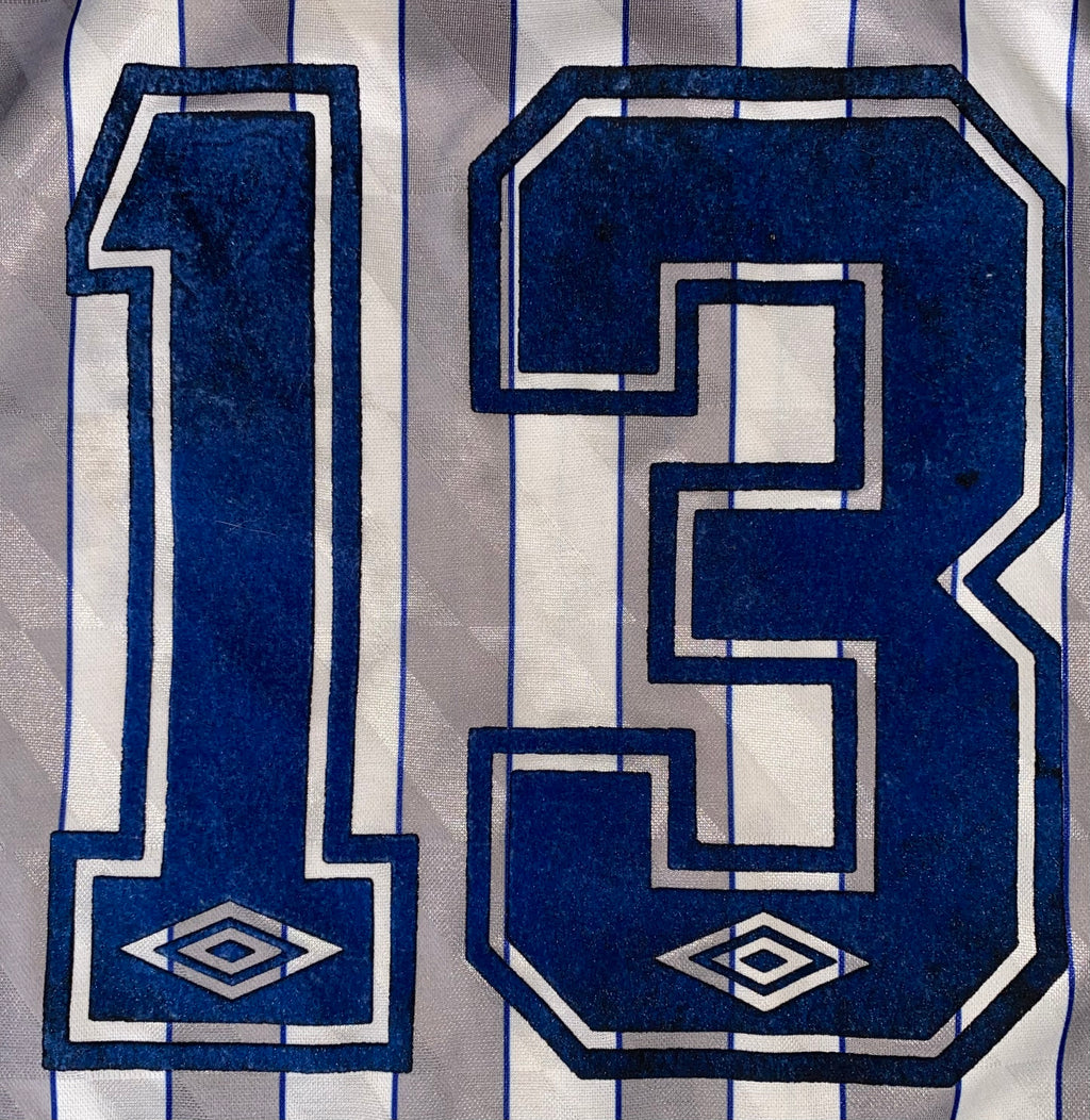 1989/90 EVERTON MATCH WORN UMBRO AWAY SHIRT (#13)