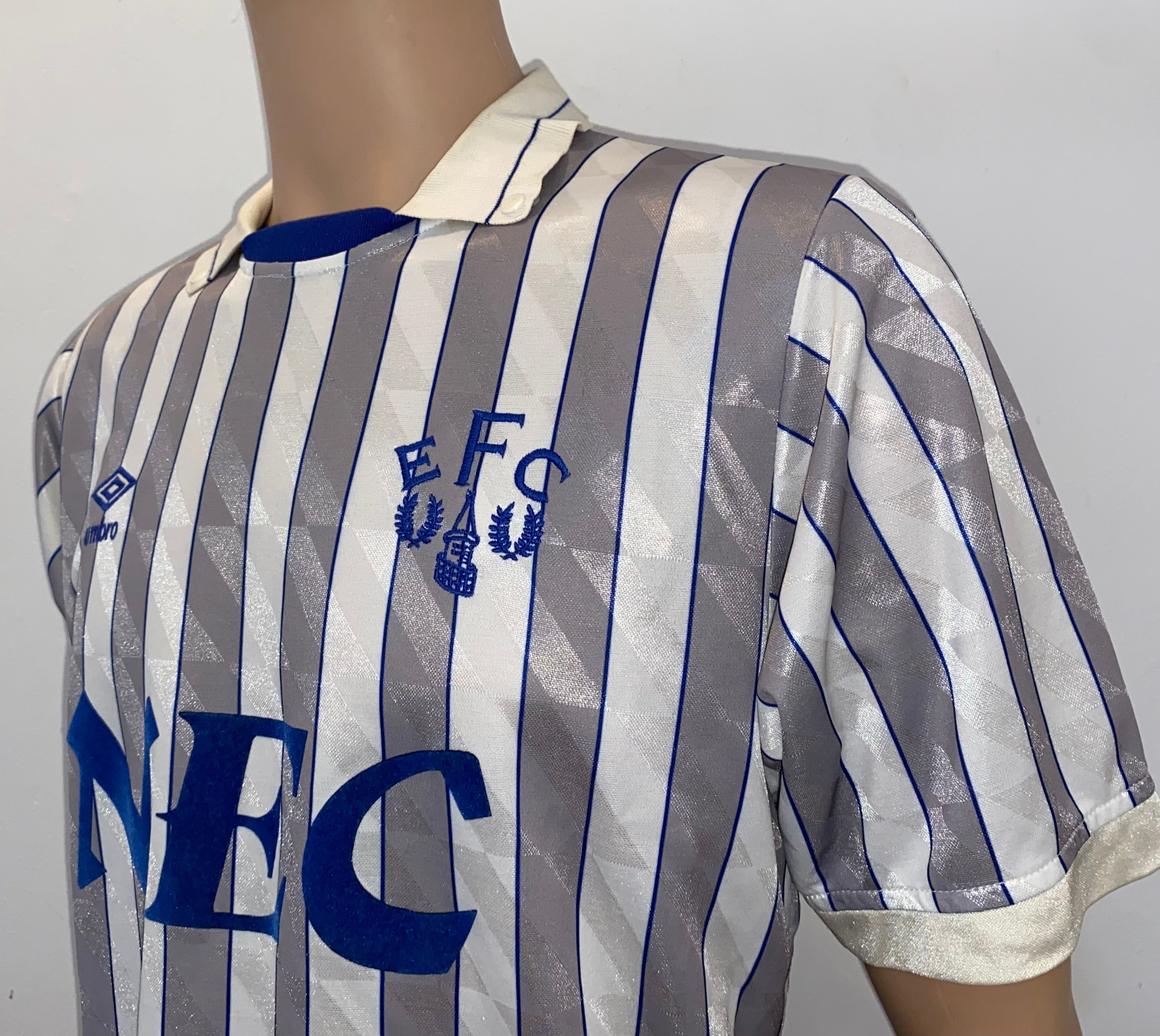 1989/90 EVERTON MATCH WORN UMBRO AWAY SHIRT (#13)