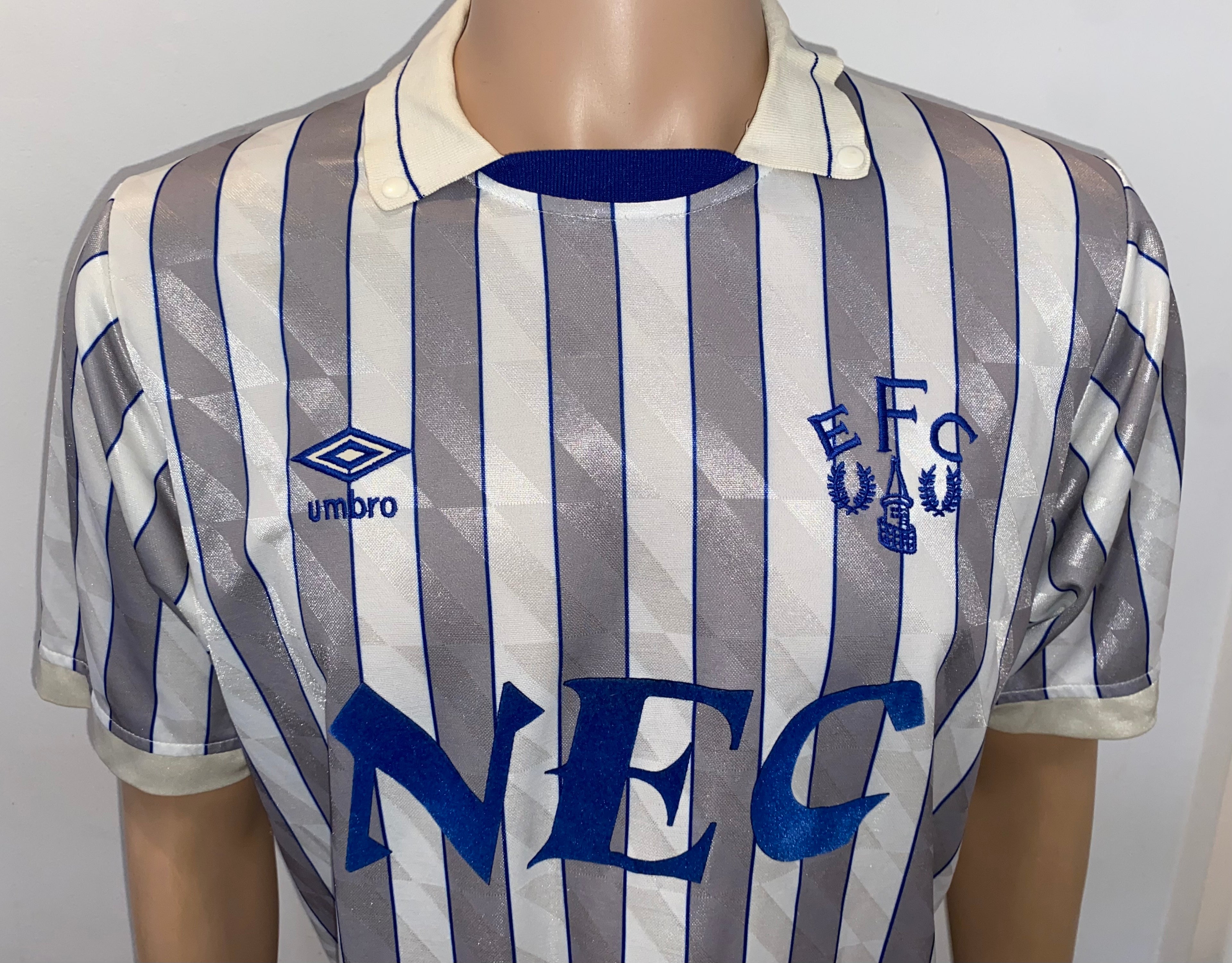 1989/90 EVERTON MATCH WORN UMBRO AWAY SHIRT (#13)