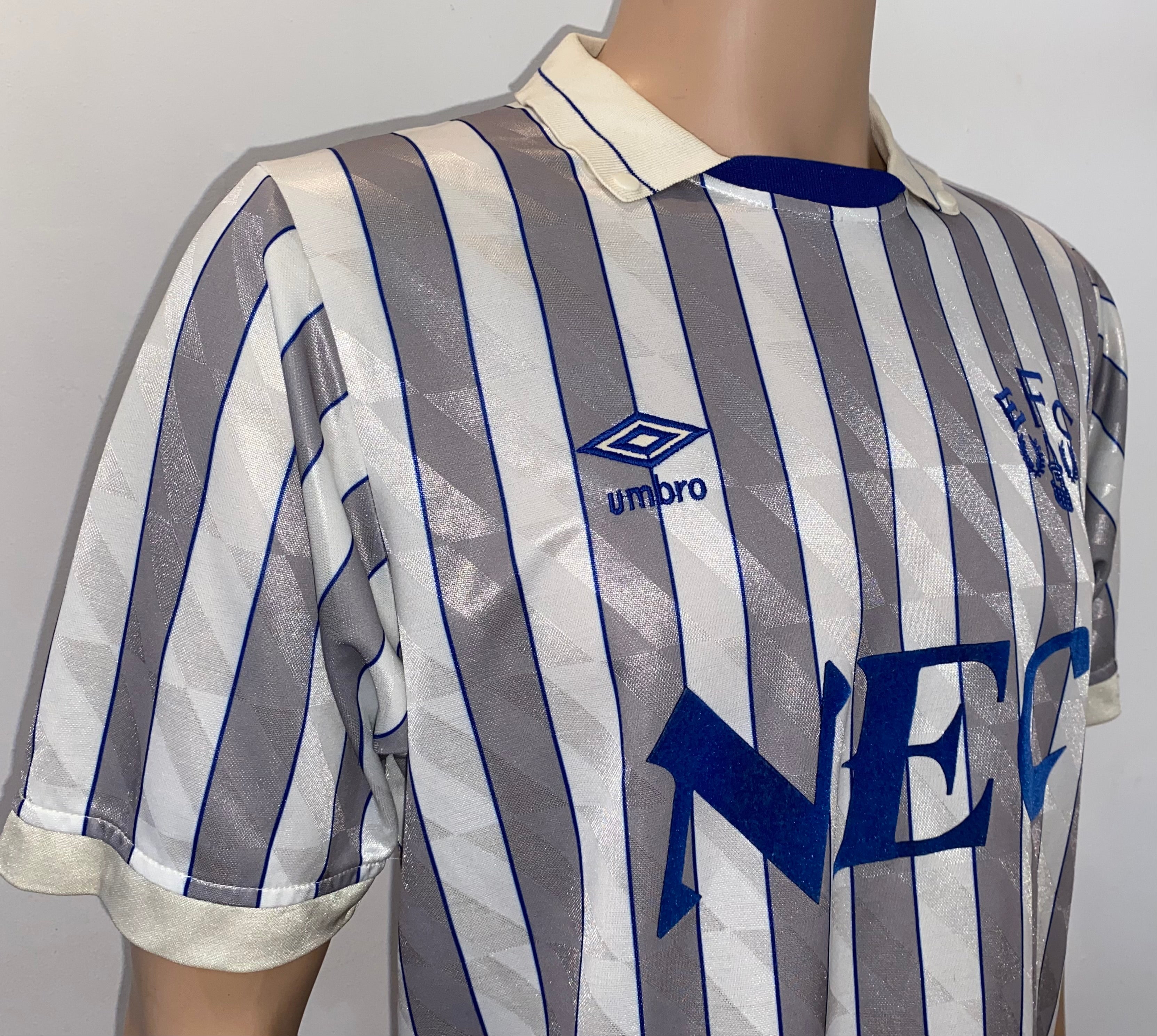 1989/90 EVERTON MATCH WORN UMBRO AWAY SHIRT (#13)