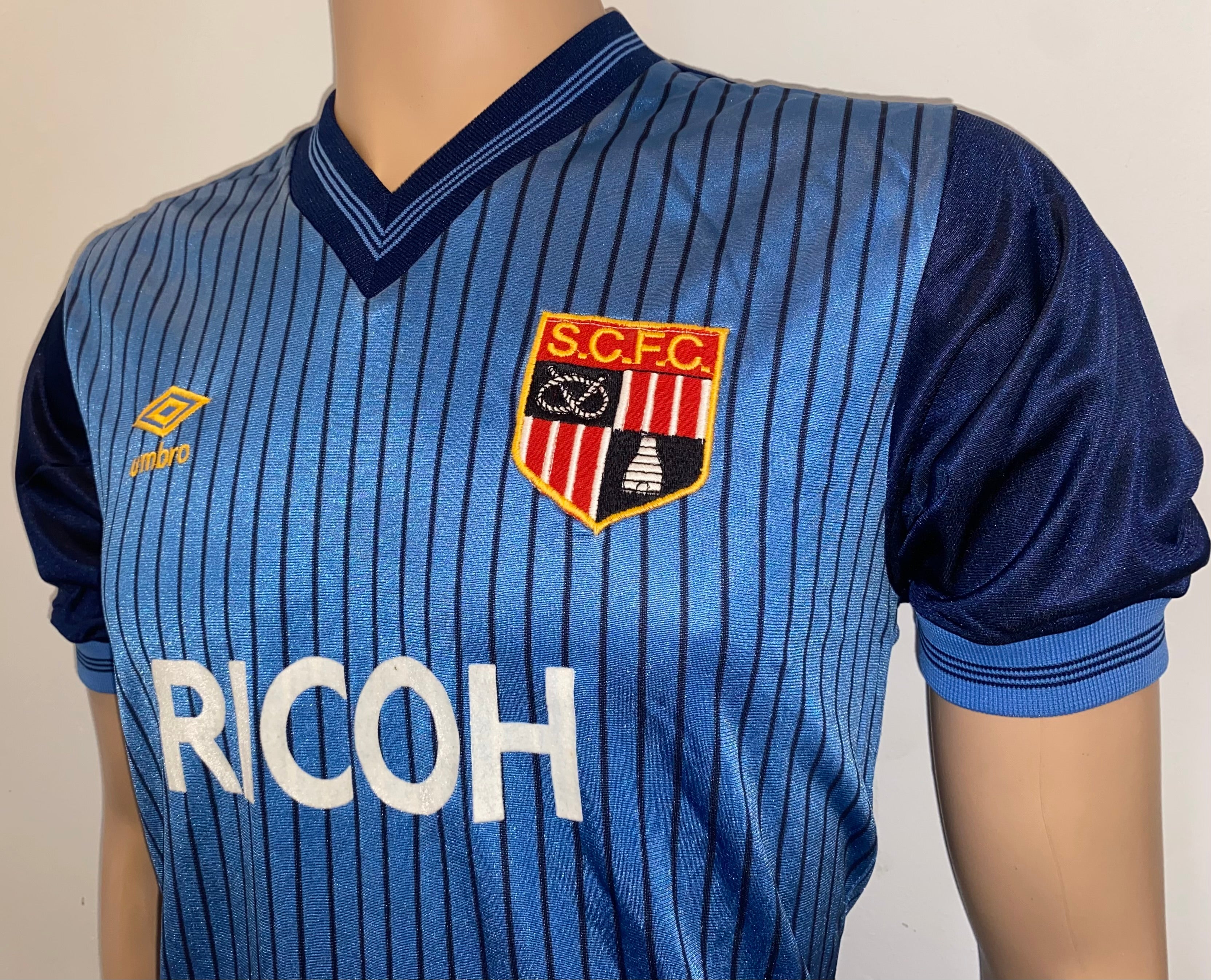 1984/85 STOKE CITY MATCH WORN UMBRO AWAY SHIRT #15