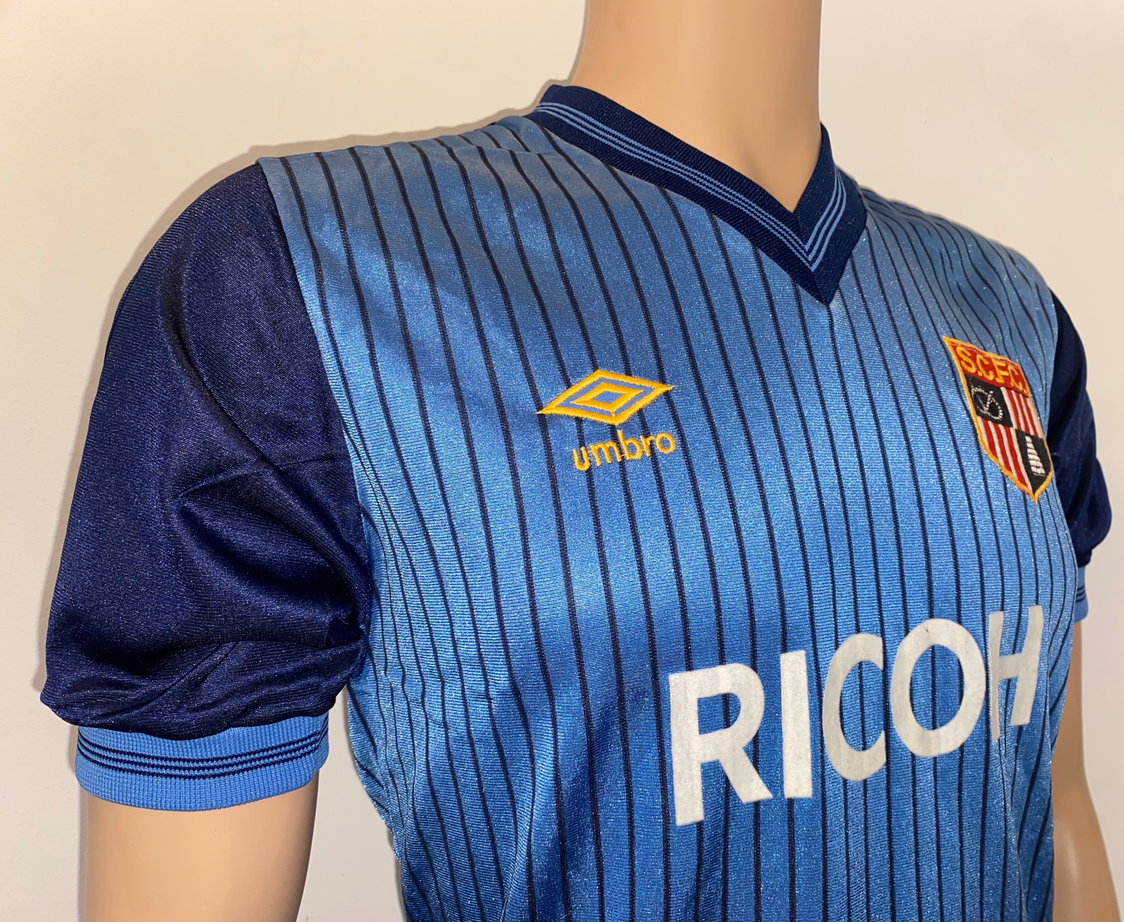 1984/85 STOKE CITY MATCH WORN UMBRO AWAY SHIRT #15