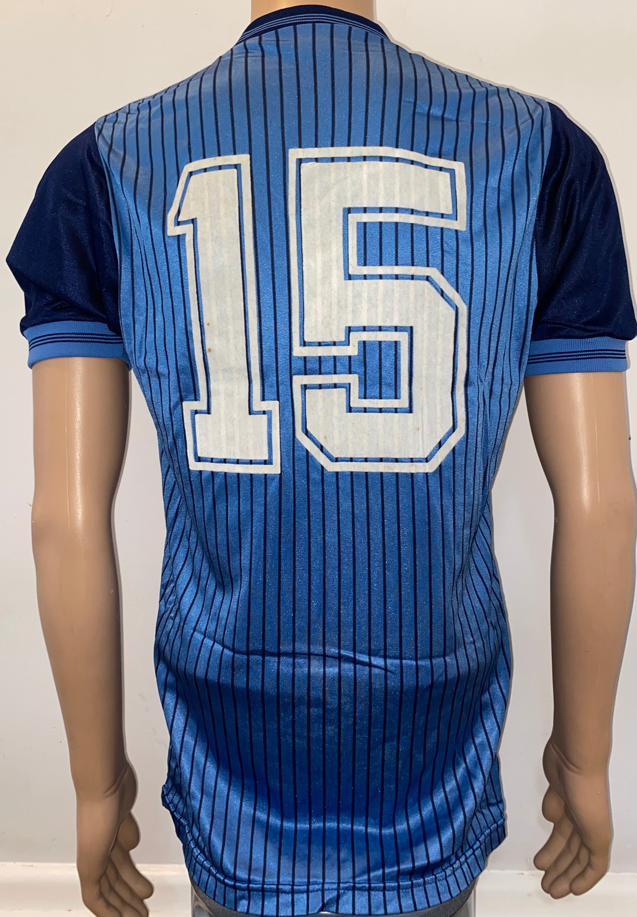 1984/85 STOKE CITY MATCH WORN UMBRO AWAY SHIRT #15