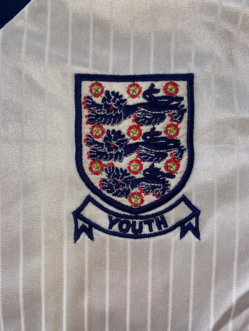 1986 ENGLAND U18 MATCH WORN UMBRO HOME SHIRT #16