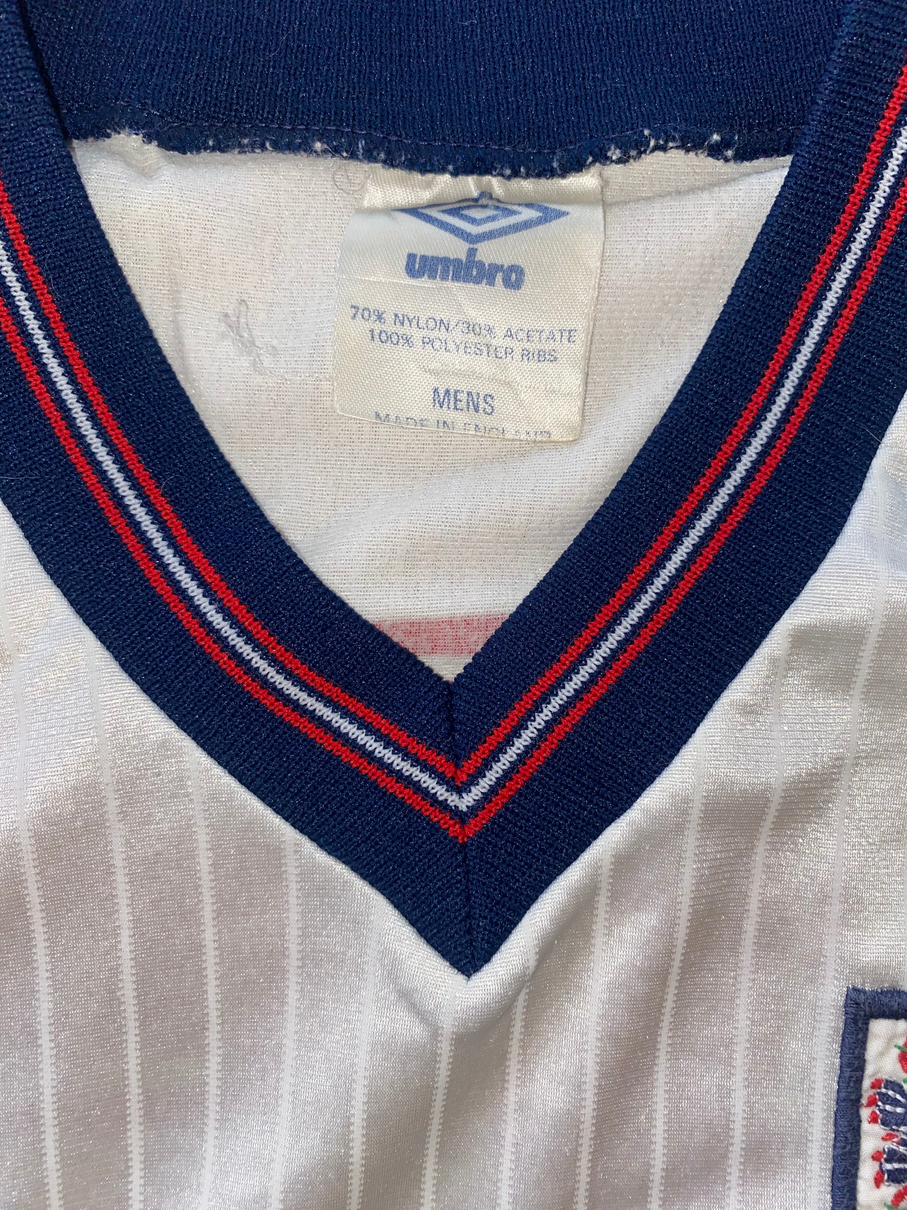 1984 MATCH WORN UMBRO ENGLAND YOUTH U18 HOME SHIRT #6