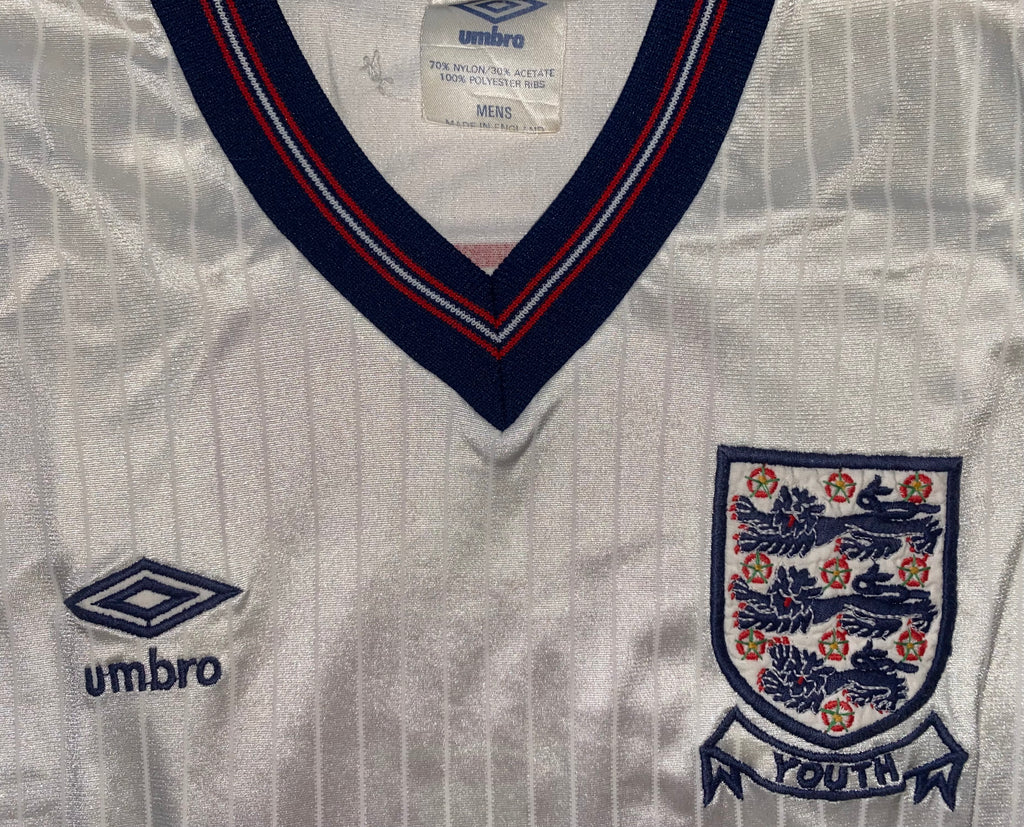 1984 MATCH WORN UMBRO ENGLAND YOUTH U18 HOME SHIRT #6