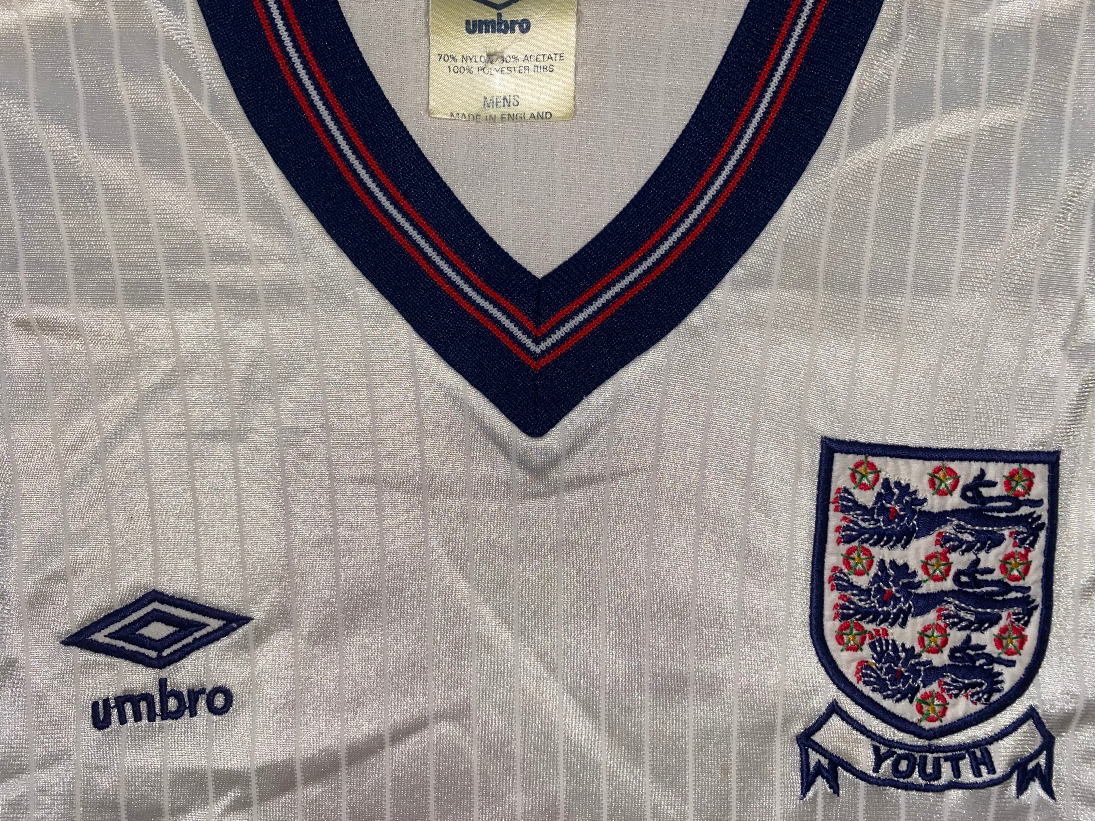 1984 MATCH WORN UMBRO ENGLAND YOUTH U18 HOME SHIRT #2