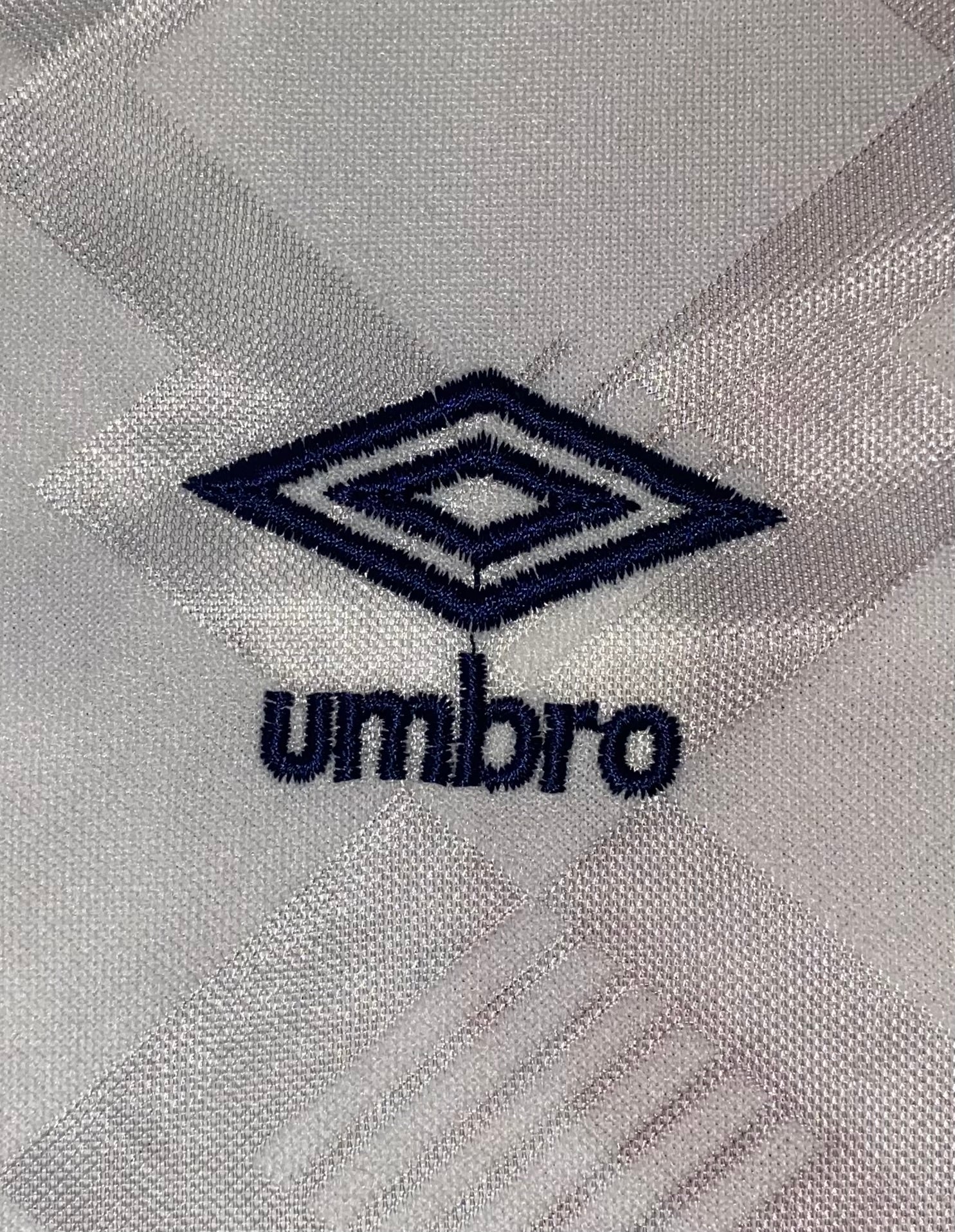1990 MATCH WORN UMBRO ENGLAND YOUTH U18 HOME SHIRT #12