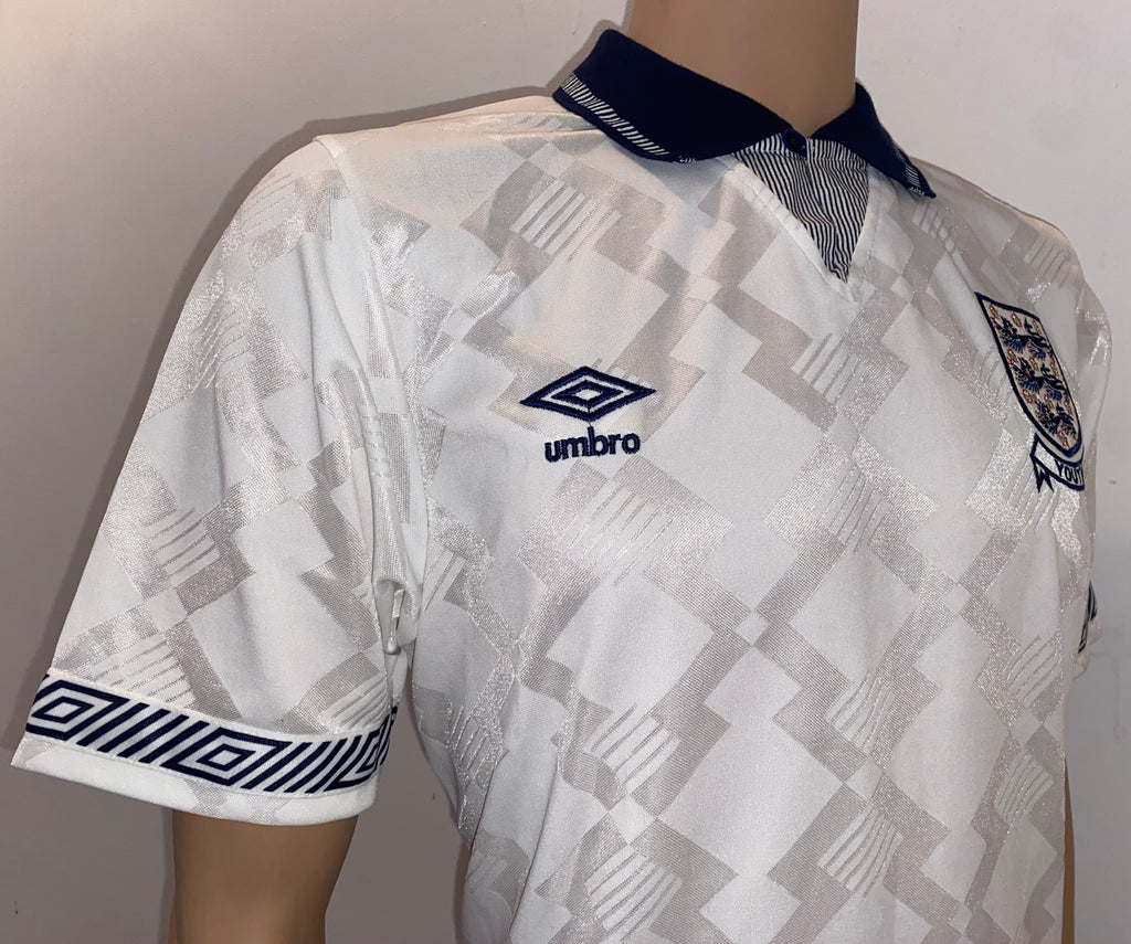 1990 MATCH WORN UMBRO ENGLAND YOUTH U18 HOME SHIRT #12