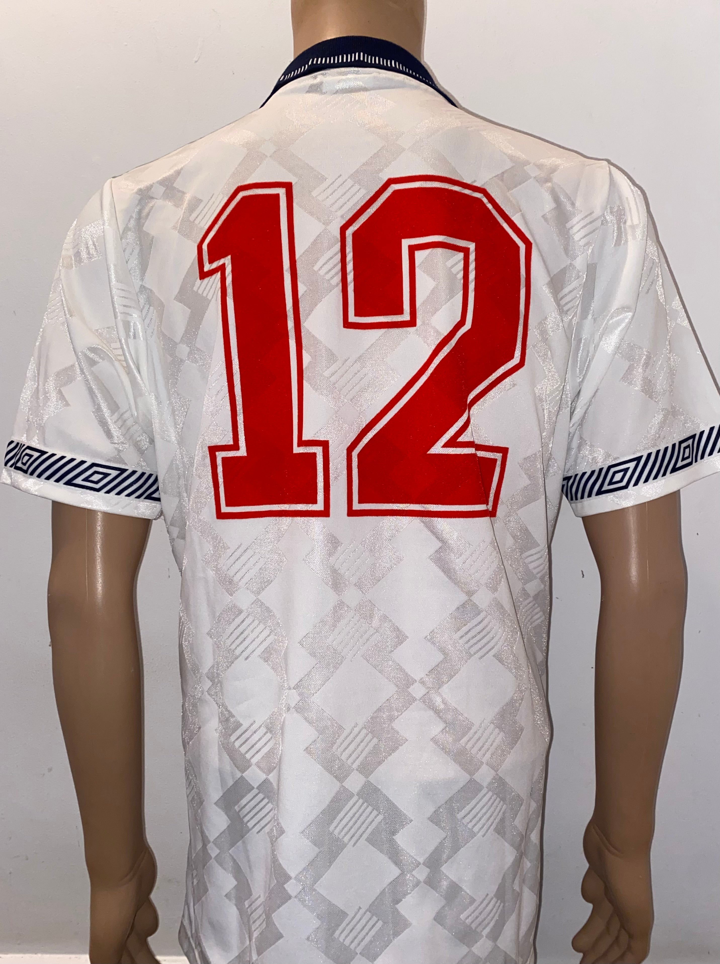 1990 MATCH WORN UMBRO ENGLAND YOUTH U18 HOME SHIRT #12