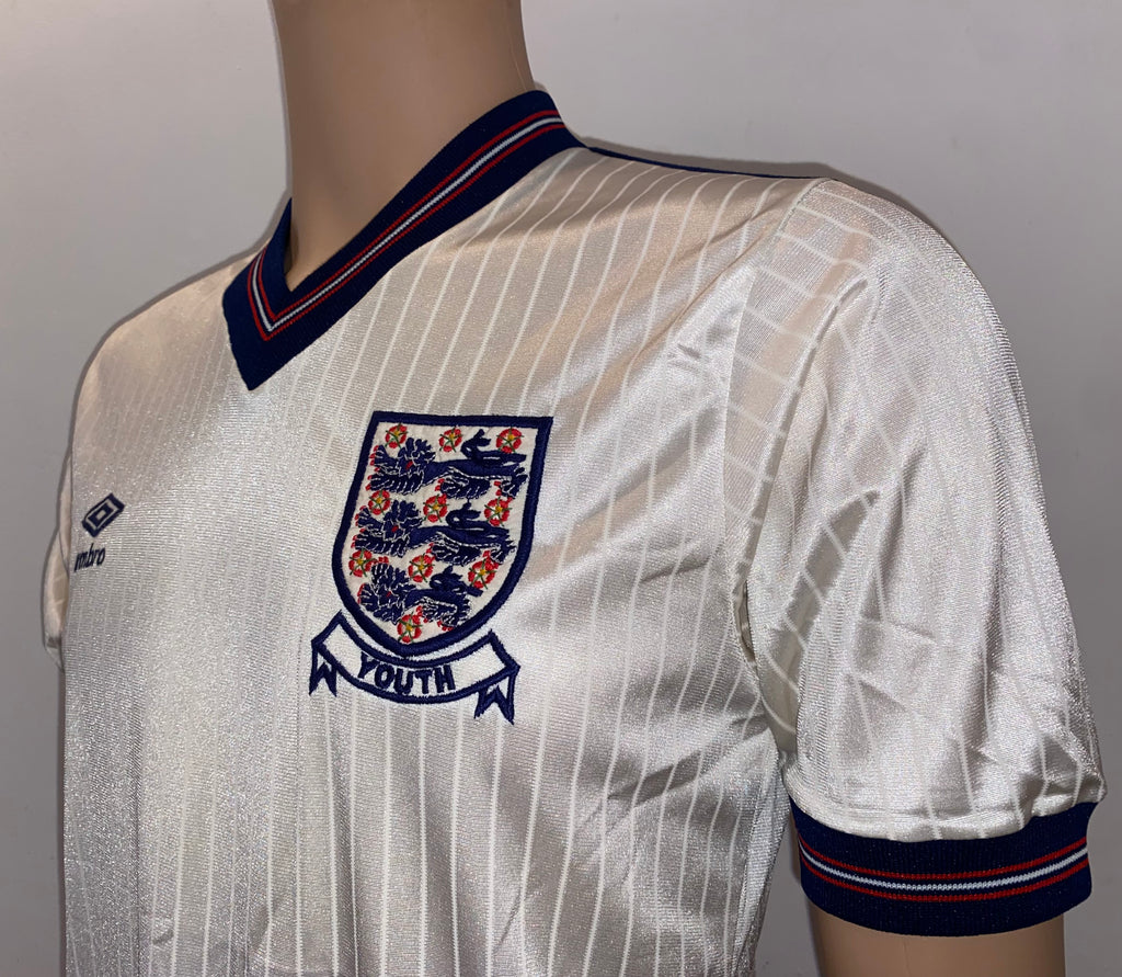 1986 ENGLAND U18 MATCH WORN UMBRO HOME SHIRT #16