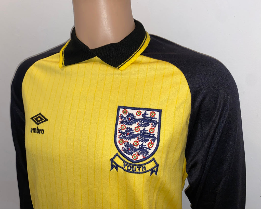 1985-86 ENGLAND U-18 MATCH ISSUE GOALKEEPERS SHIRT #1 (MILLER)