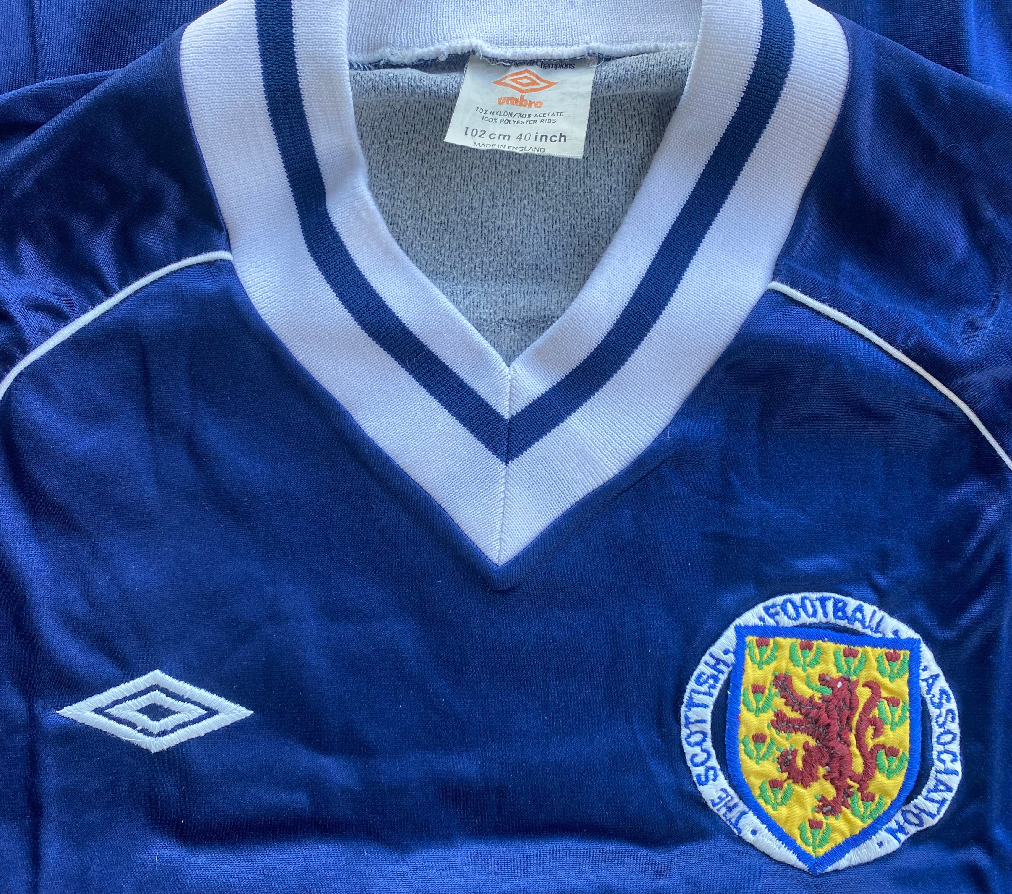 1983 SCOTLAND UMBRO MATCH WORN HOME SHIRT #15