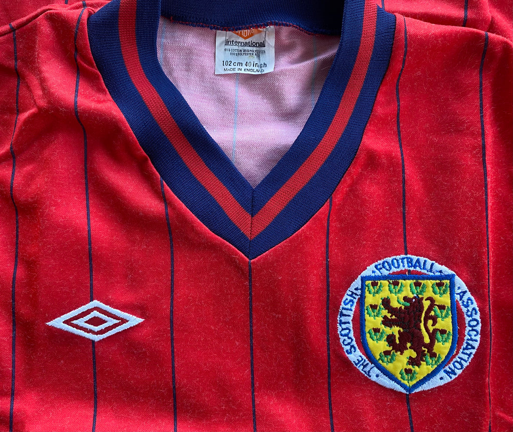 1984 SCOTLAND MATCH WORN UMBRO AWAY SHIRT #19
