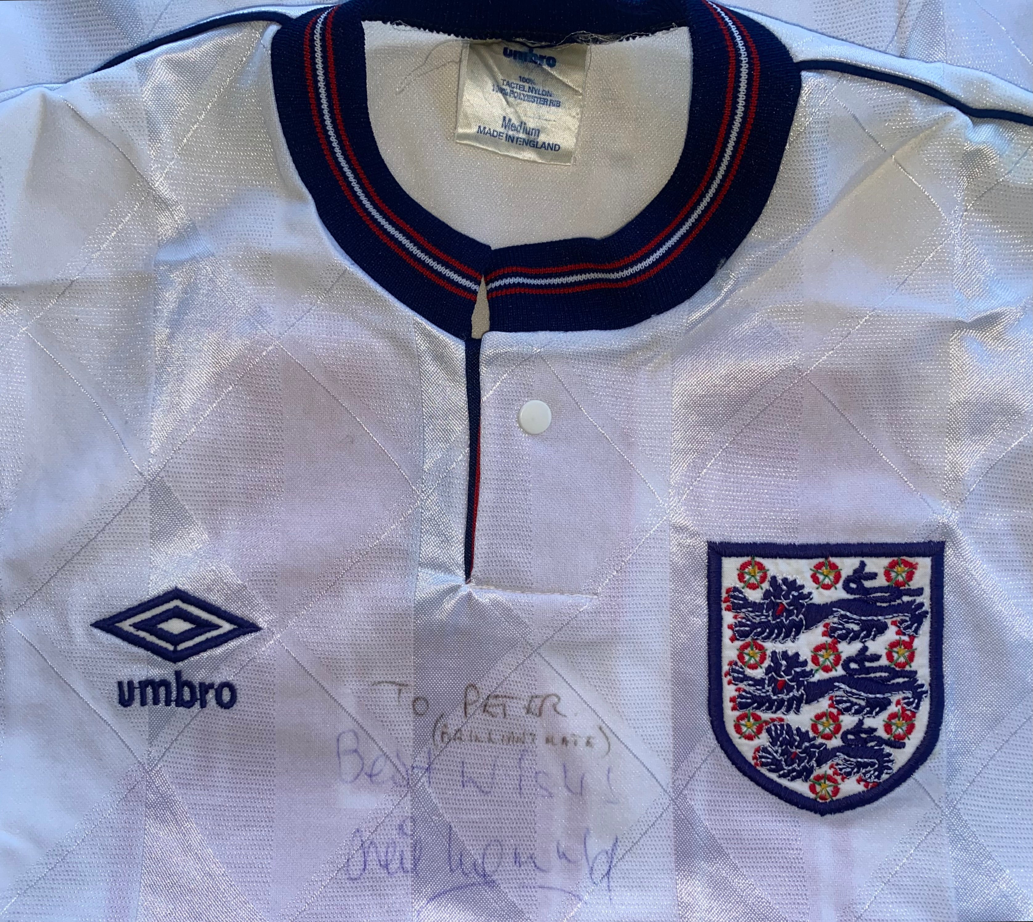 1989 MATCH WORN ENGLAND U21 UMBRO HOME SHIRT (MCDONALD #14)