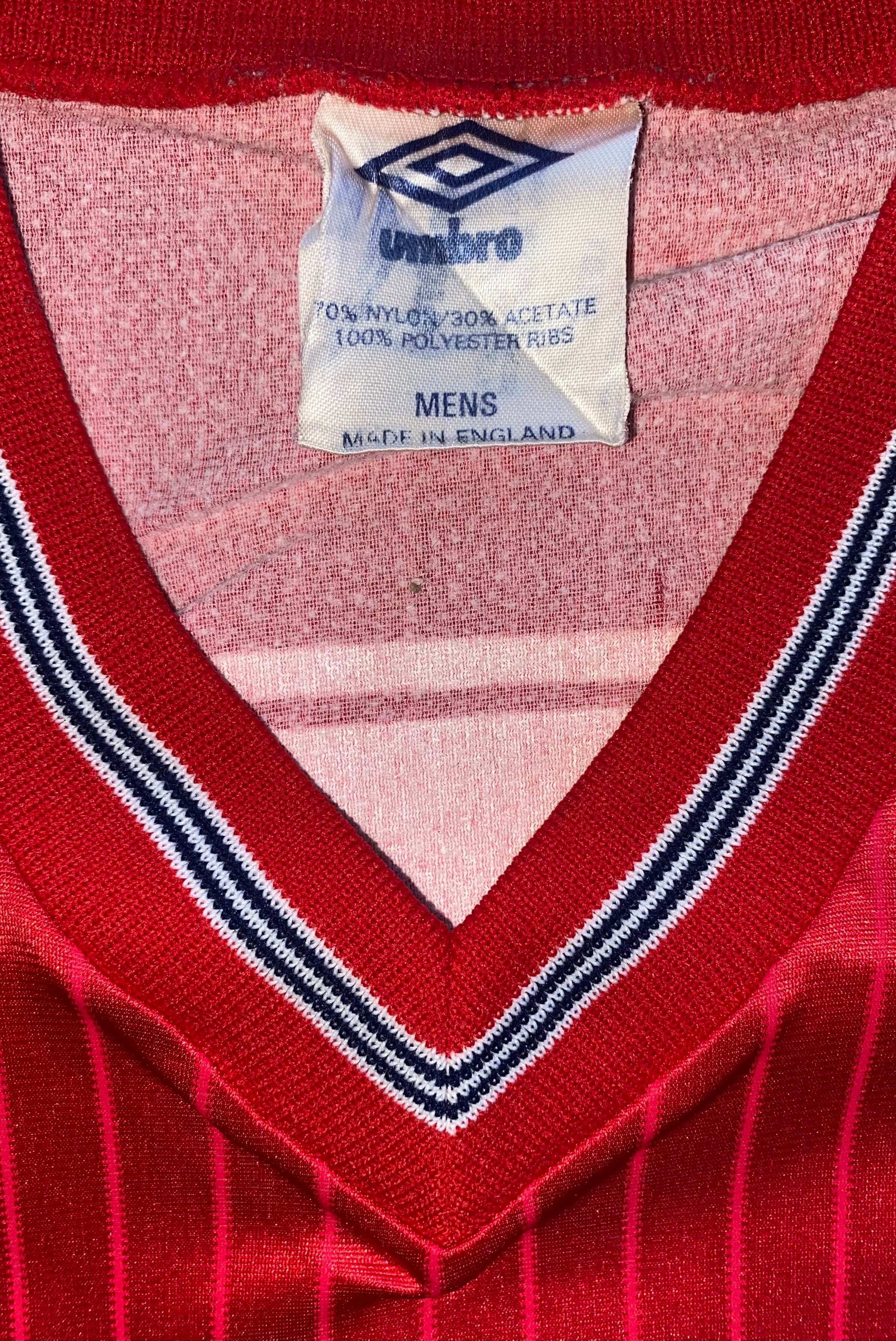 1984 MATCH WORN UMBRO ENGLAND YOUTH U18 AWAY SHIRT #8