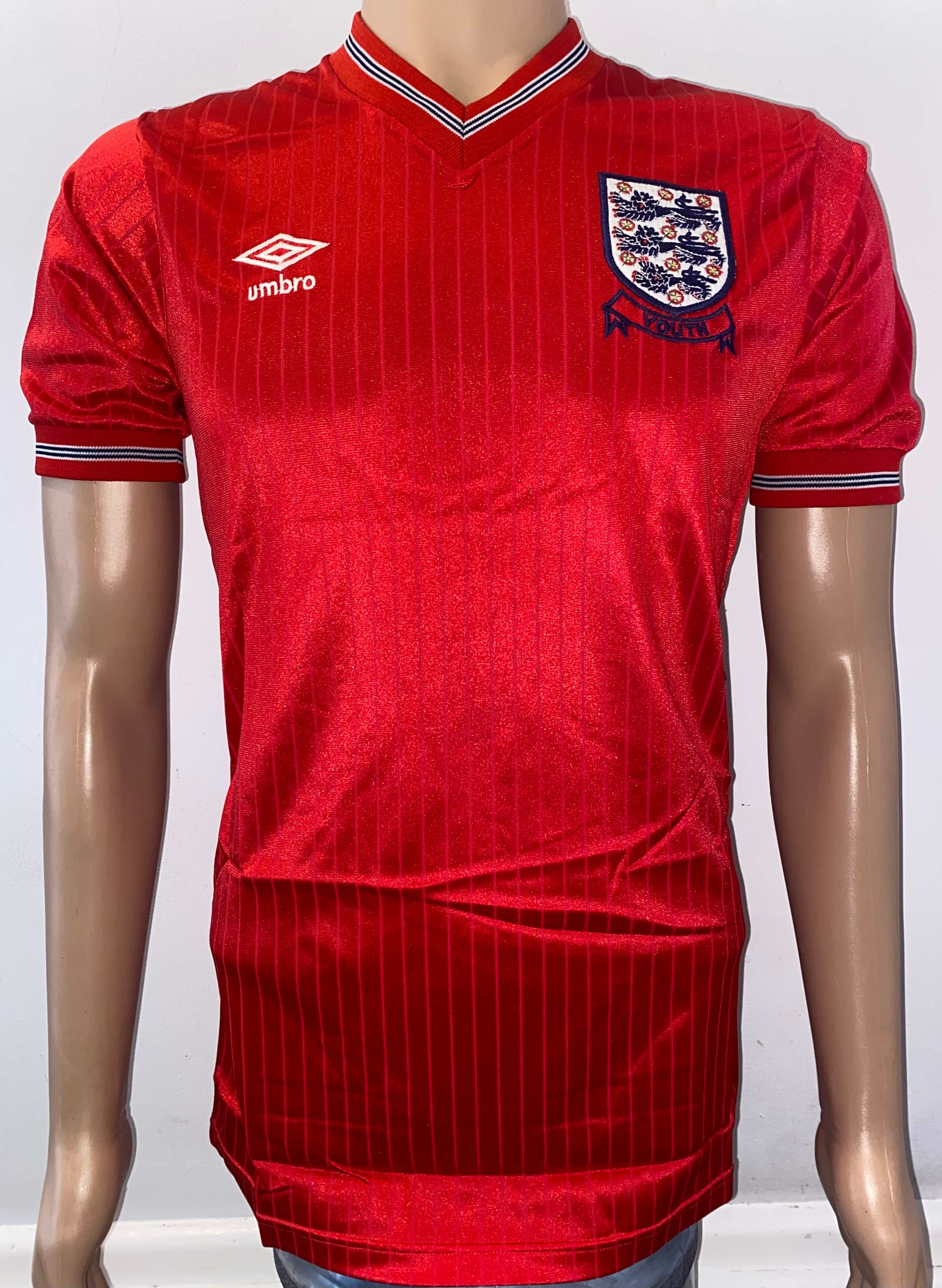 1984 MATCH WORN UMBRO ENGLAND YOUTH U18 AWAY SHIRT #8