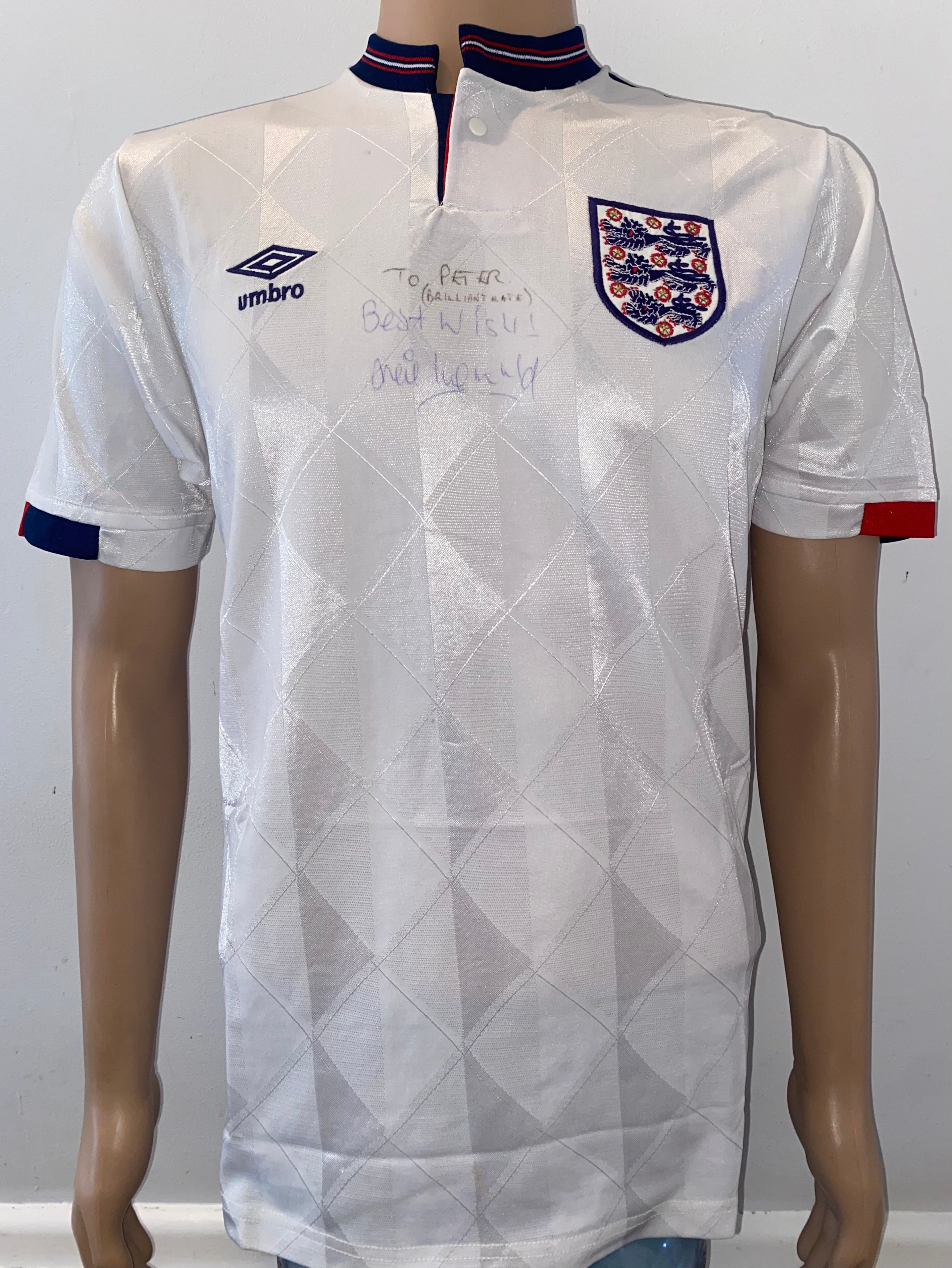 1989 MATCH WORN ENGLAND U21 UMBRO HOME SHIRT (MCDONALD #14)
