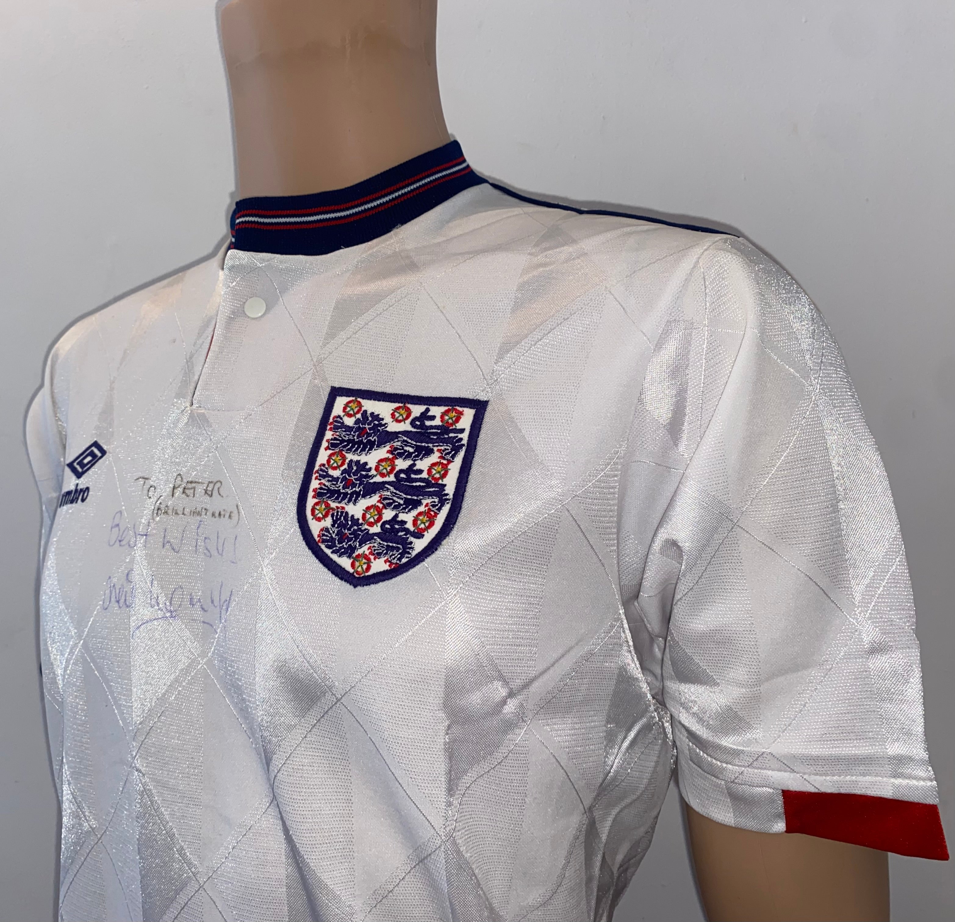 1989 MATCH WORN ENGLAND U21 UMBRO HOME SHIRT (MCDONALD #14)