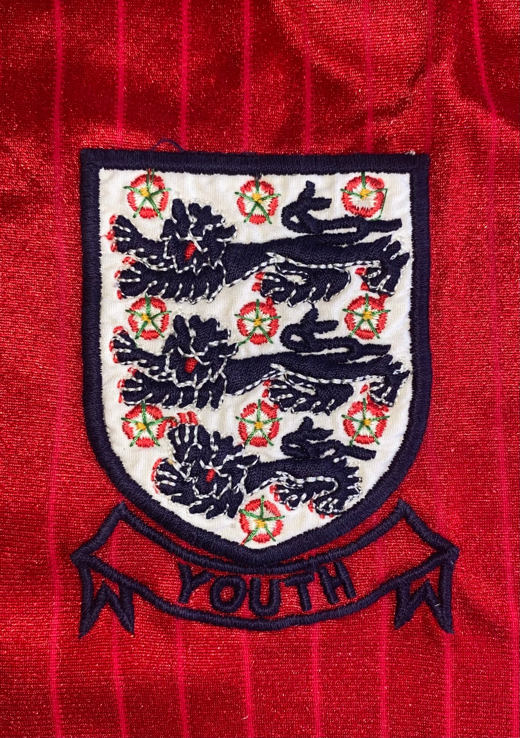 1986/87 MATCH WORN UMBRO ENGLAND YOUTH U18 AWAY SHIRT #16 (MARK ROBINS)