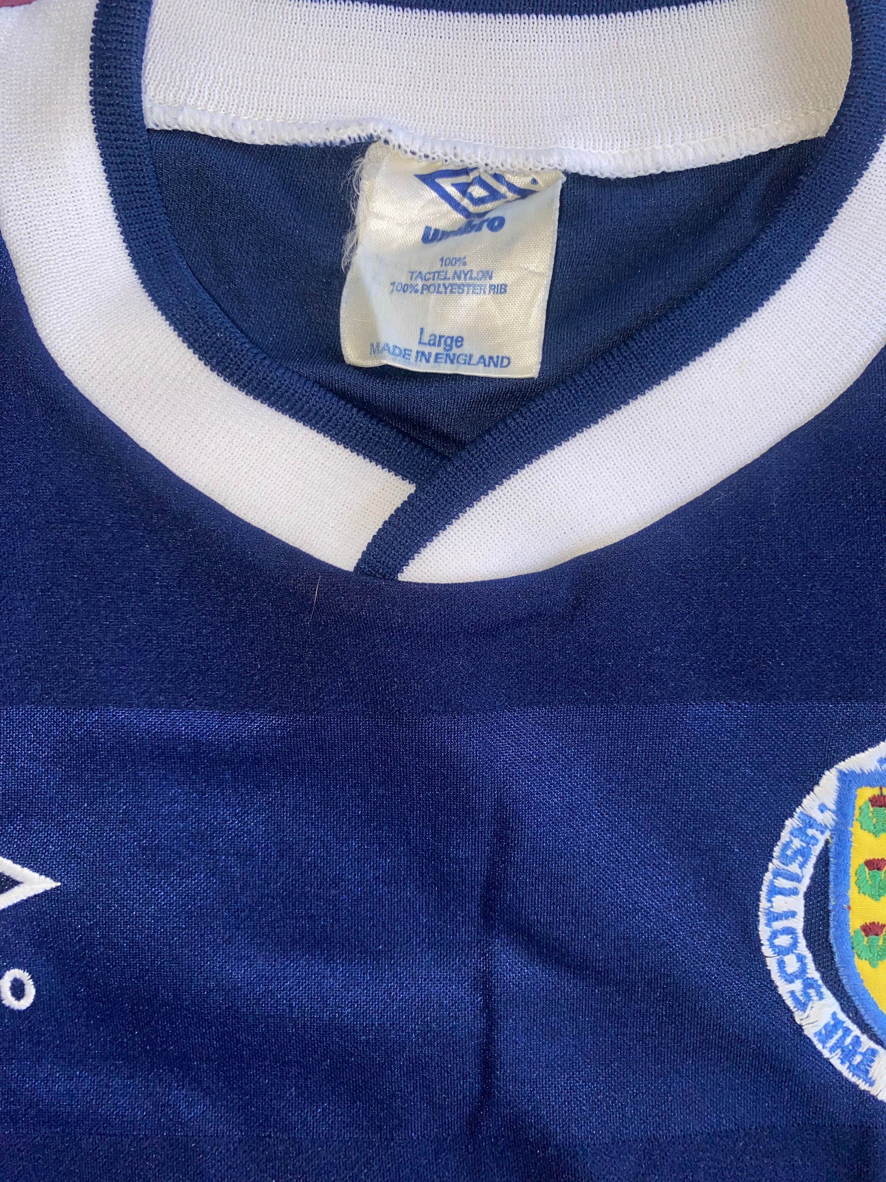 1985/86 SCOTLAND MATCH WORN UMBRO HOME SHIRT #18