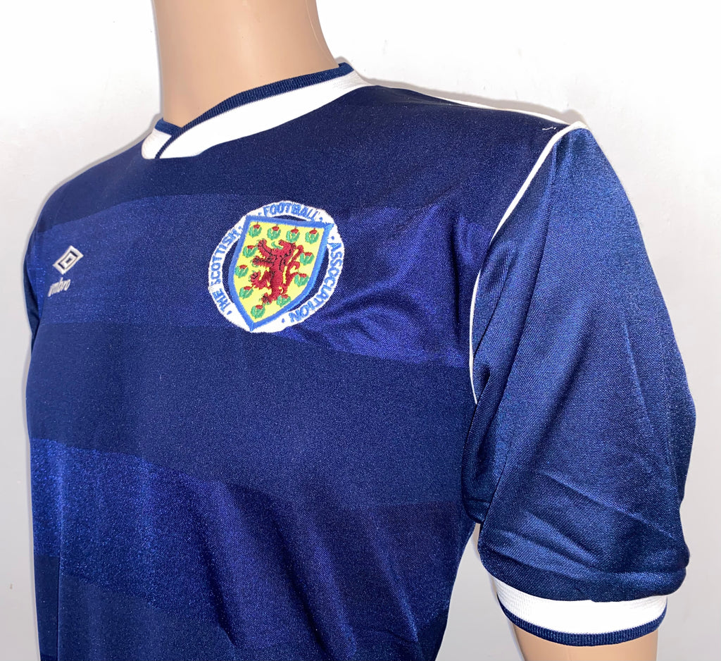 1985/86 SCOTLAND MATCH WORN UMBRO HOME SHIRT #18