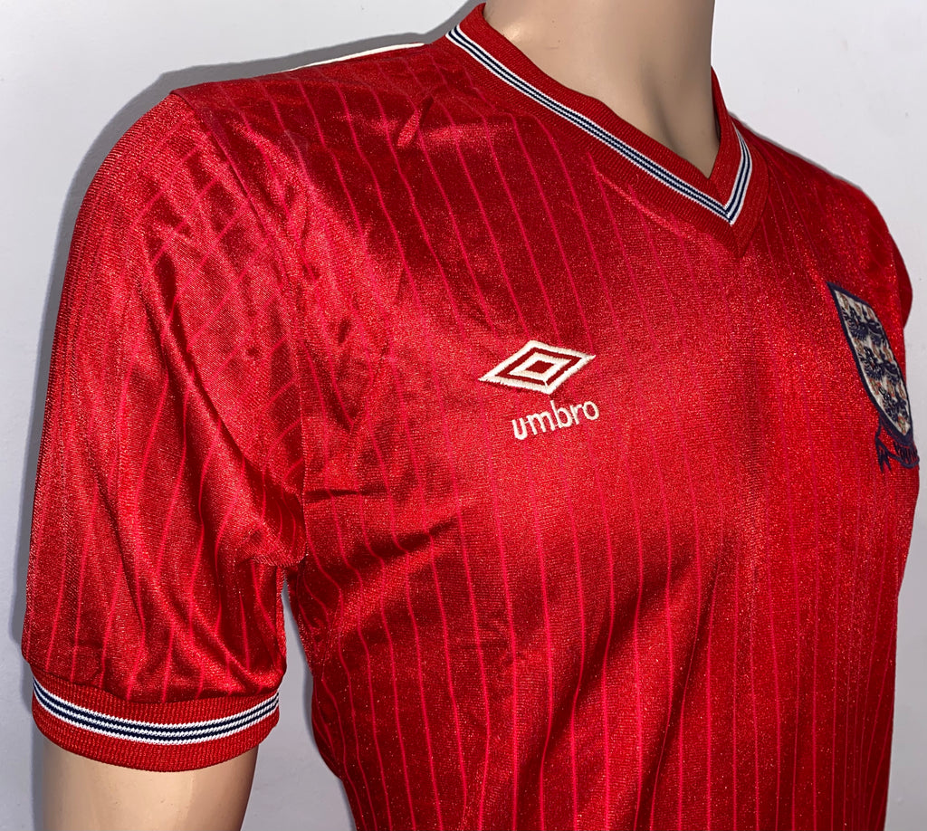 1986/87 MATCH WORN UMBRO ENGLAND YOUTH U18 AWAY SHIRT #16 (MARK ROBINS)