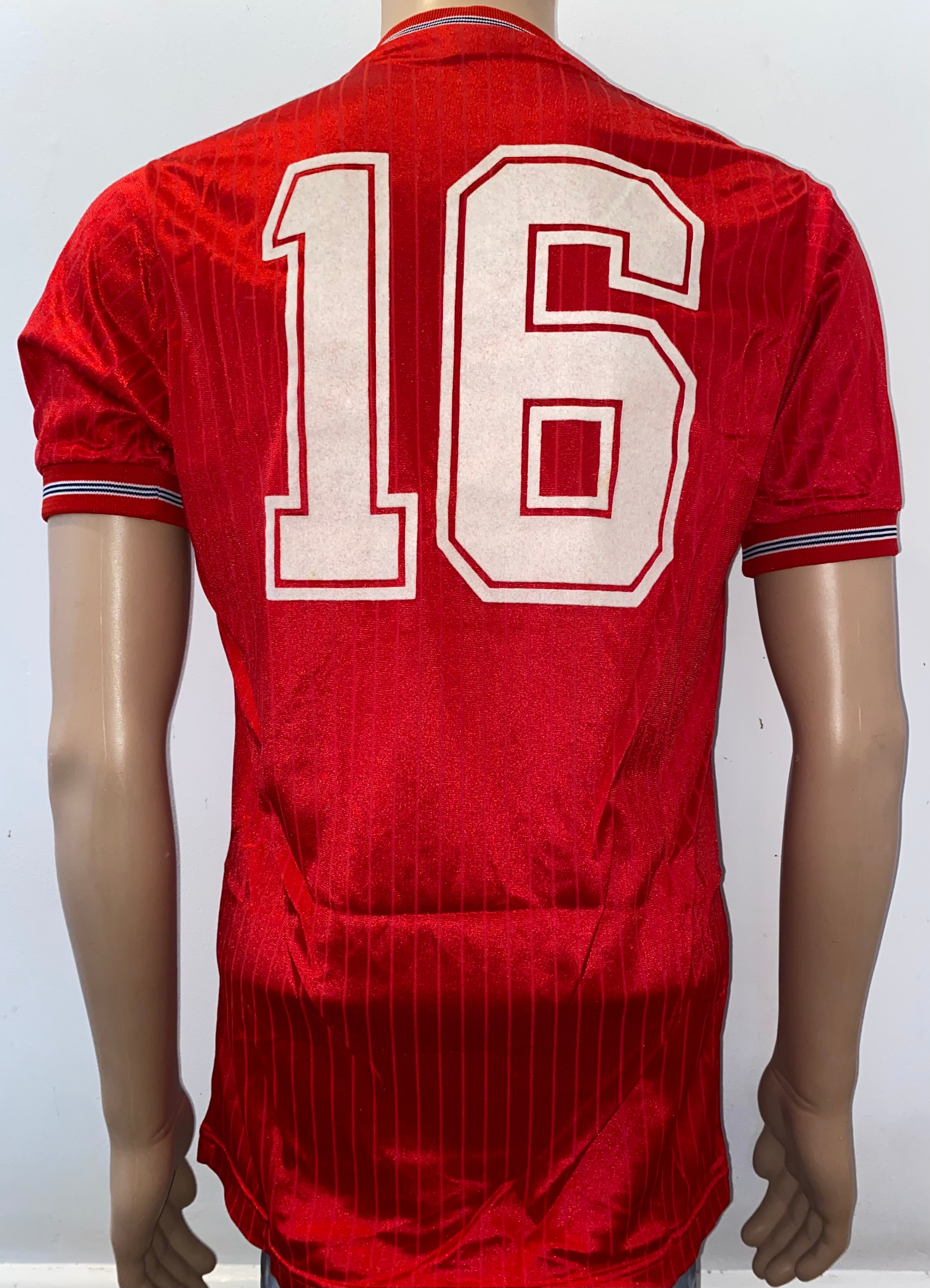 1986/87 MATCH WORN UMBRO ENGLAND YOUTH U18 AWAY SHIRT #16 (MARK ROBINS)