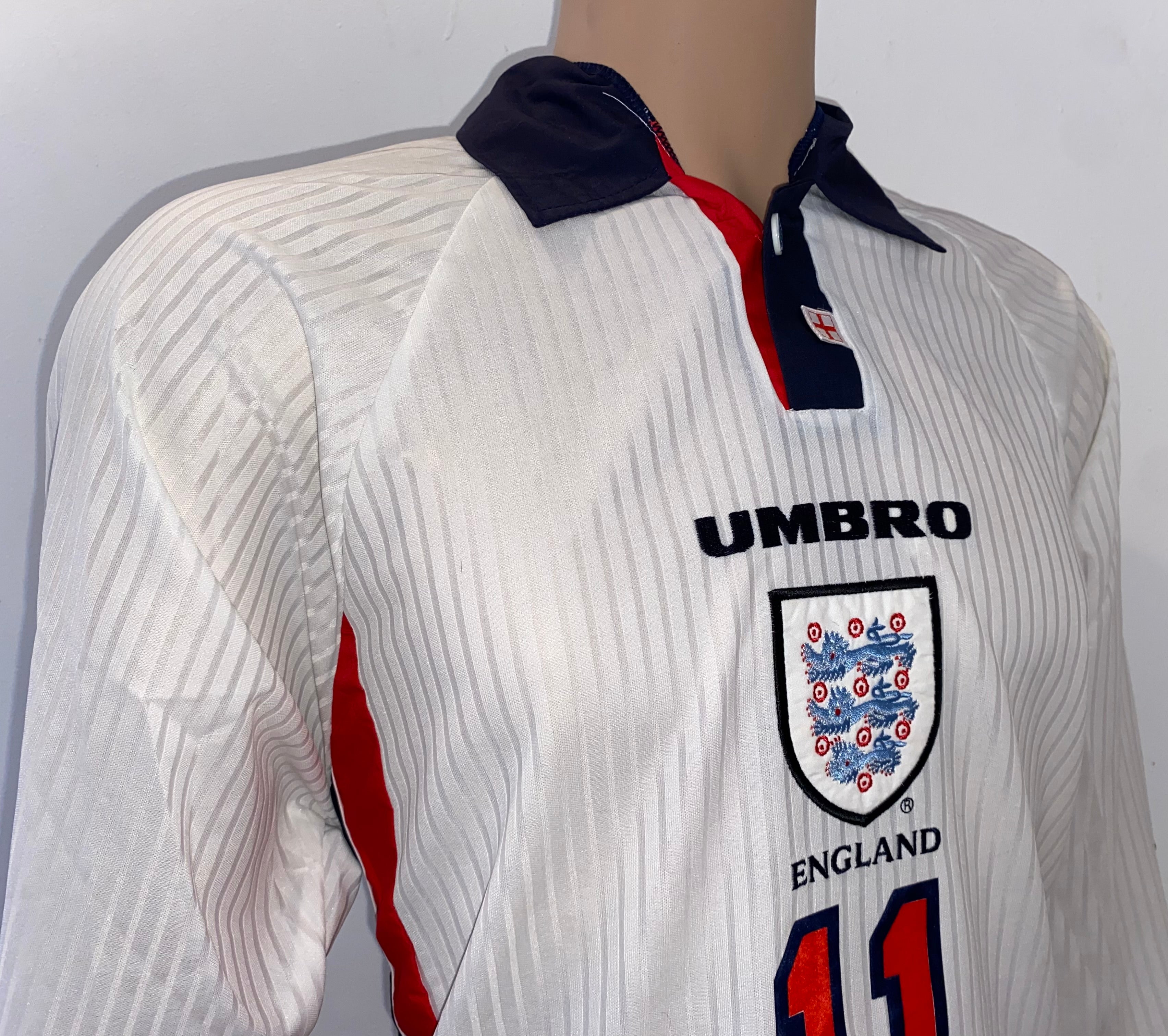 1998 ENGLAND MATCH WORN HOME SHIRT ROBERT LEE #11