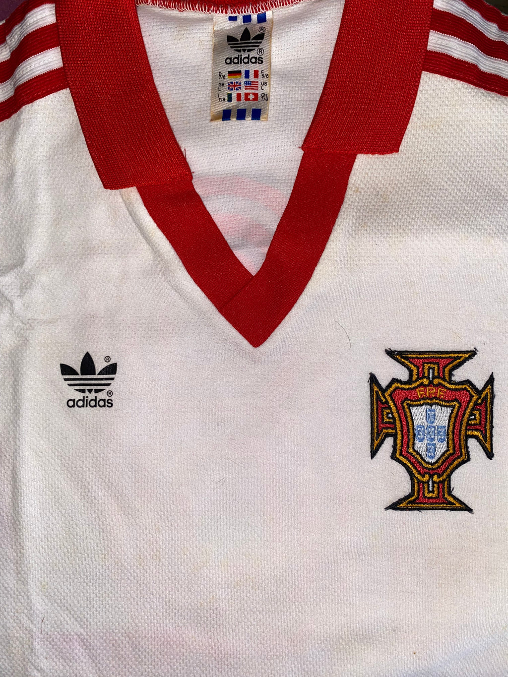 1987 PORTUGAL MATCH WORN ADIDAS AWAY SHIRT #18