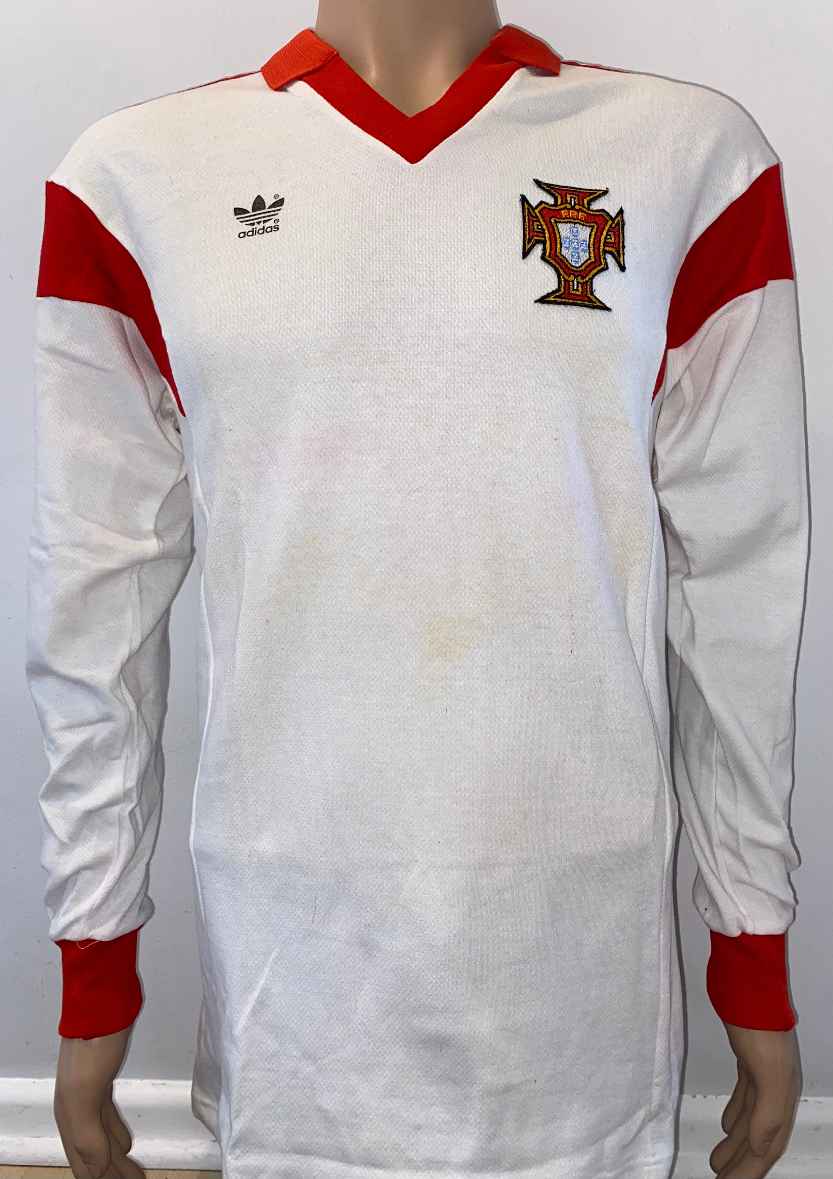 1987 PORTUGAL MATCH WORN ADIDAS AWAY SHIRT #18