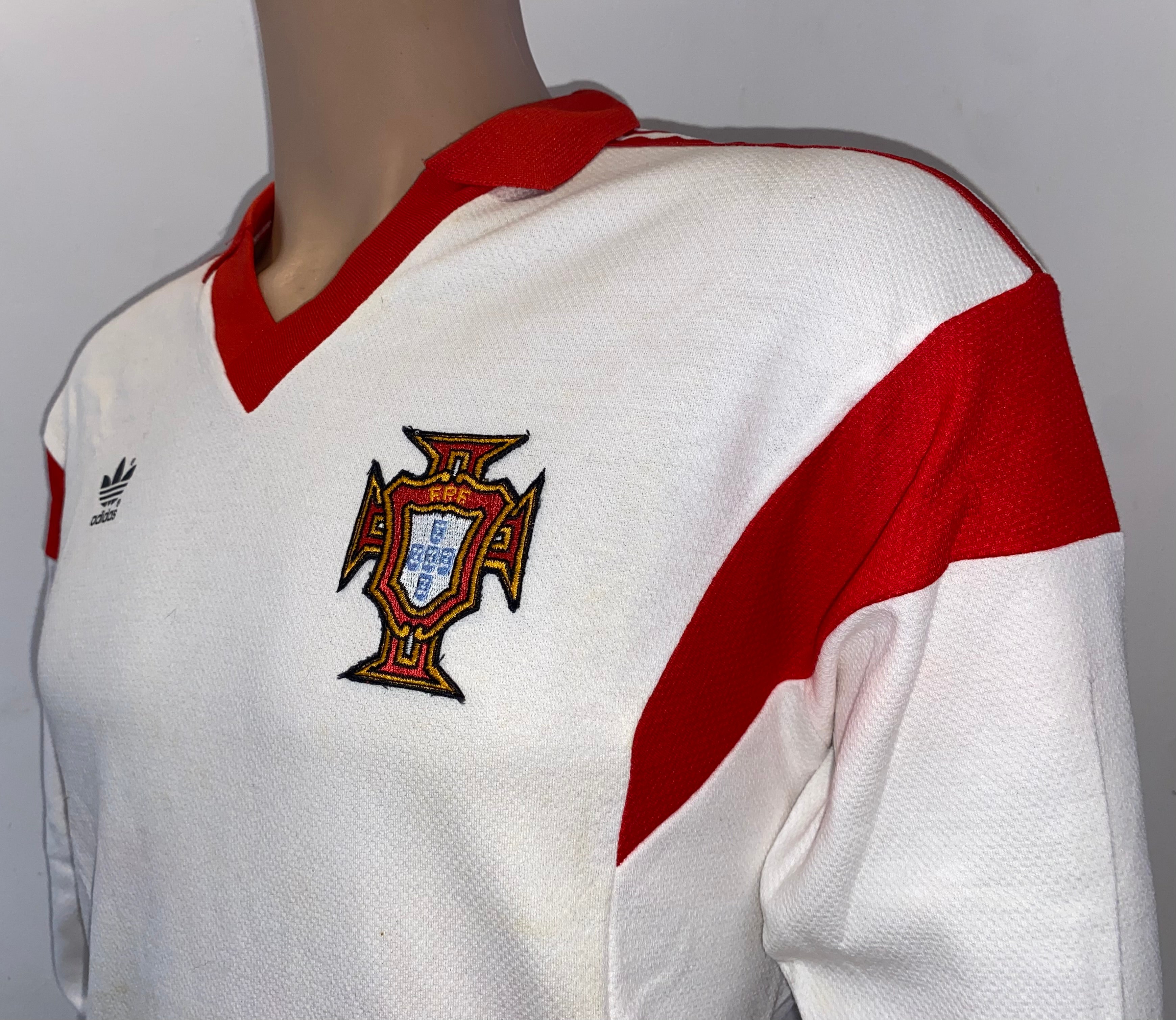 1987 PORTUGAL MATCH WORN ADIDAS AWAY SHIRT #18