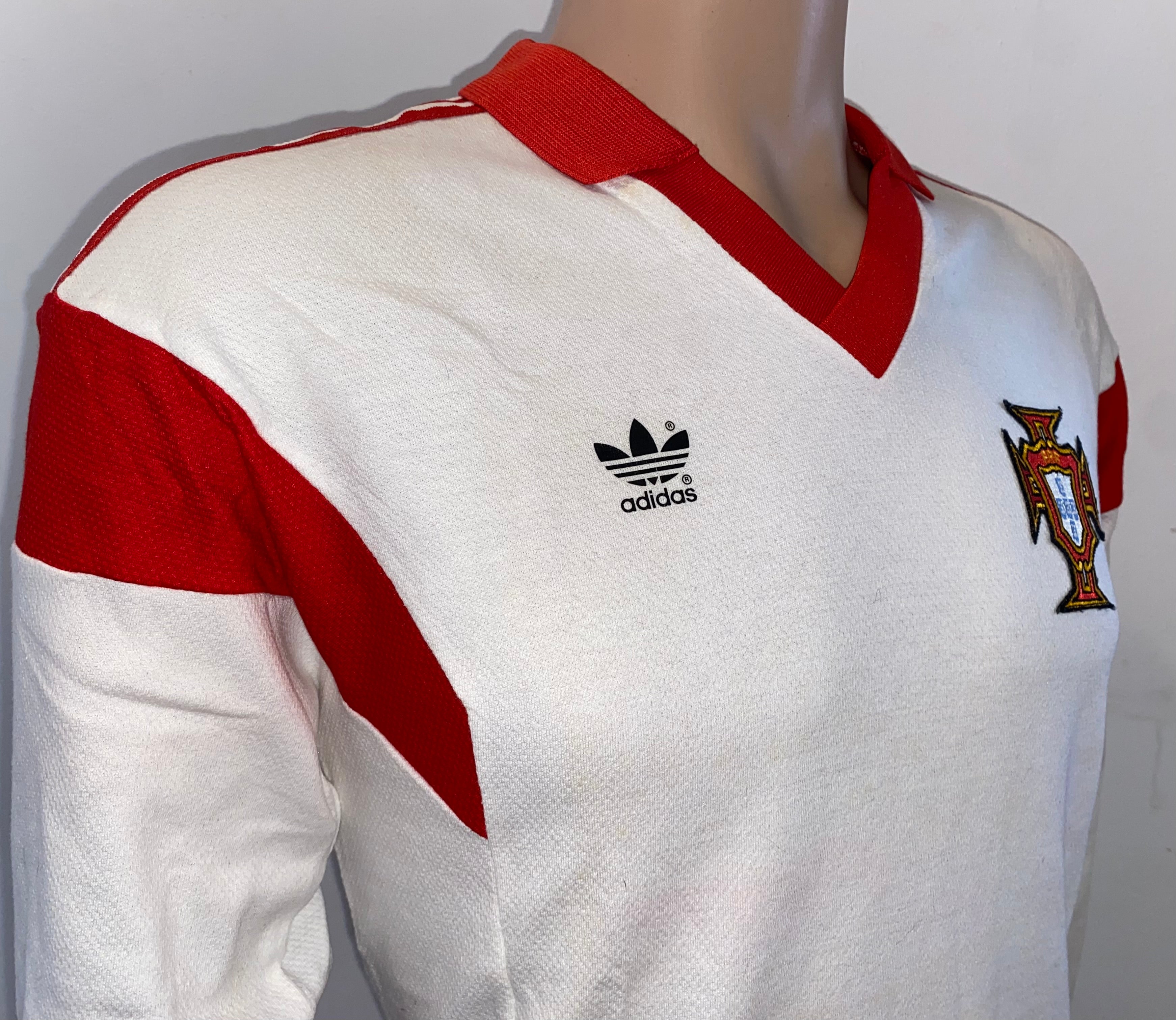 1987 PORTUGAL MATCH WORN ADIDAS AWAY SHIRT #18