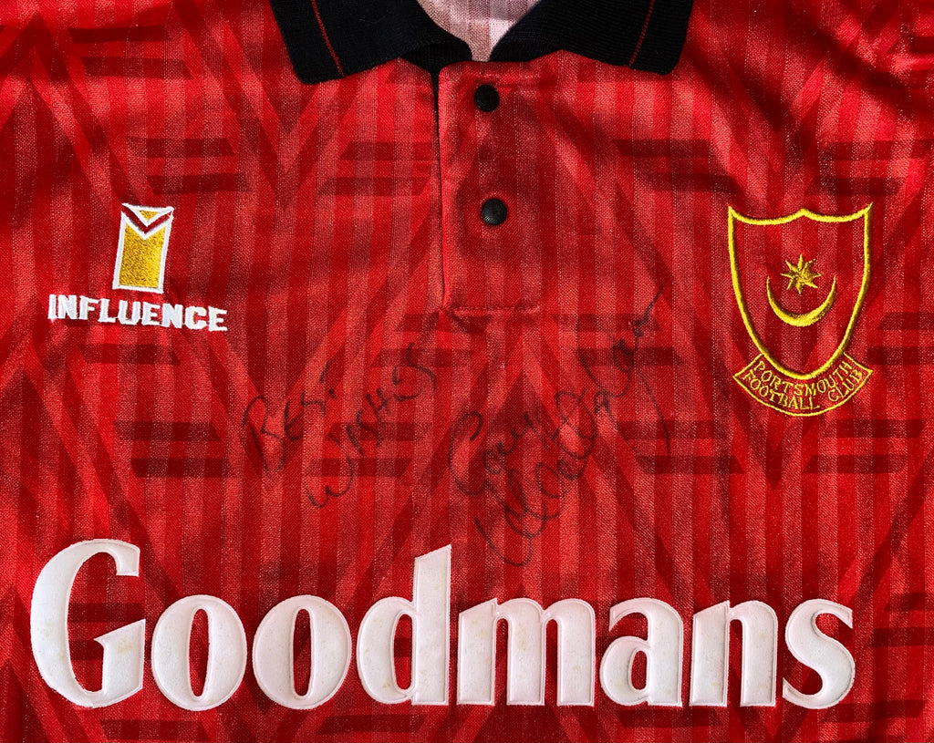 1991/92 MATCHWORN AND SIGNED PORTSMOUTH AWAY SHIRT (GUY WHITTINGHAM #10)
