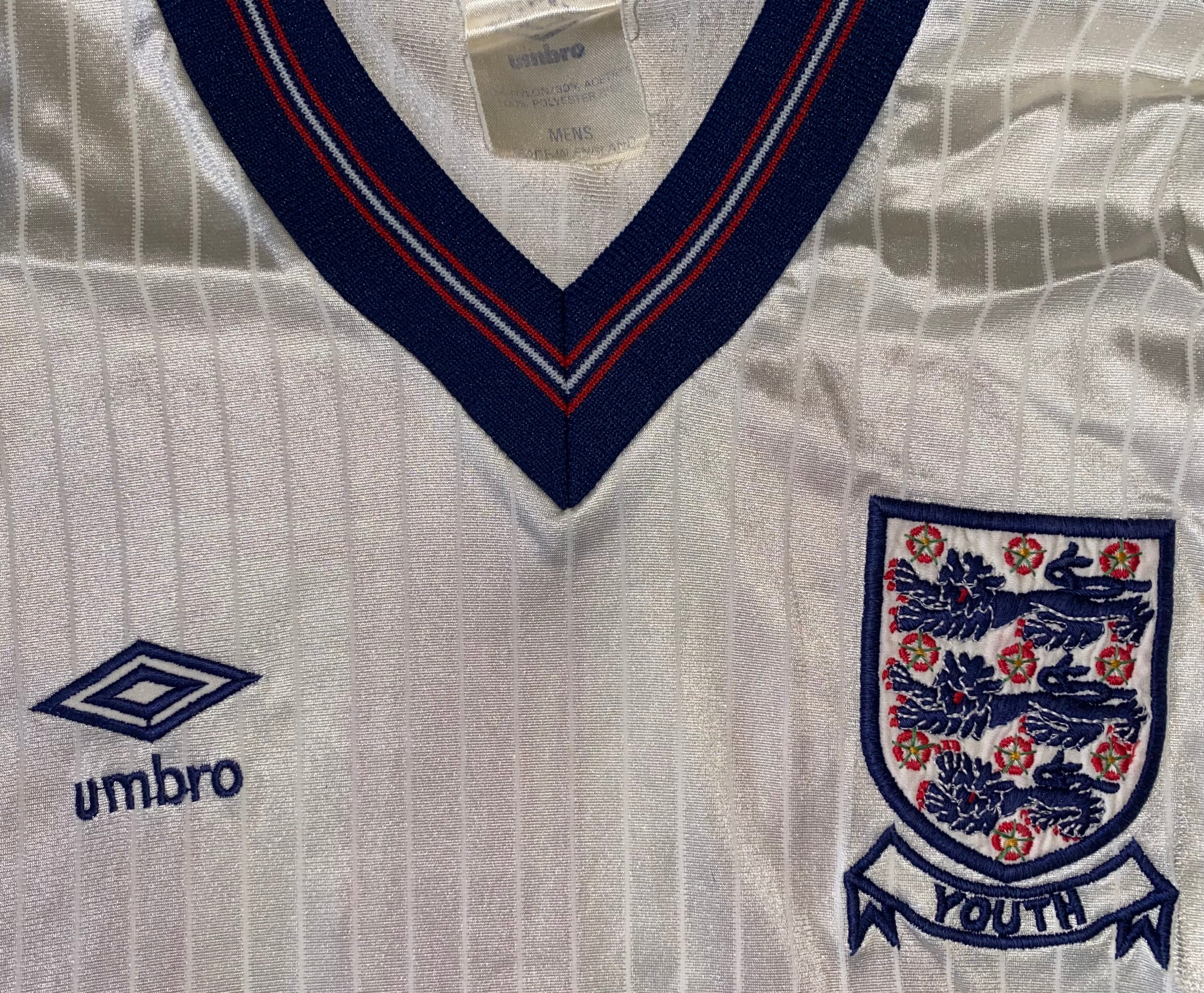 1984 MATCH WORN UMBRO ENGLAND YOUTH U18 HOME SHIRT #10
